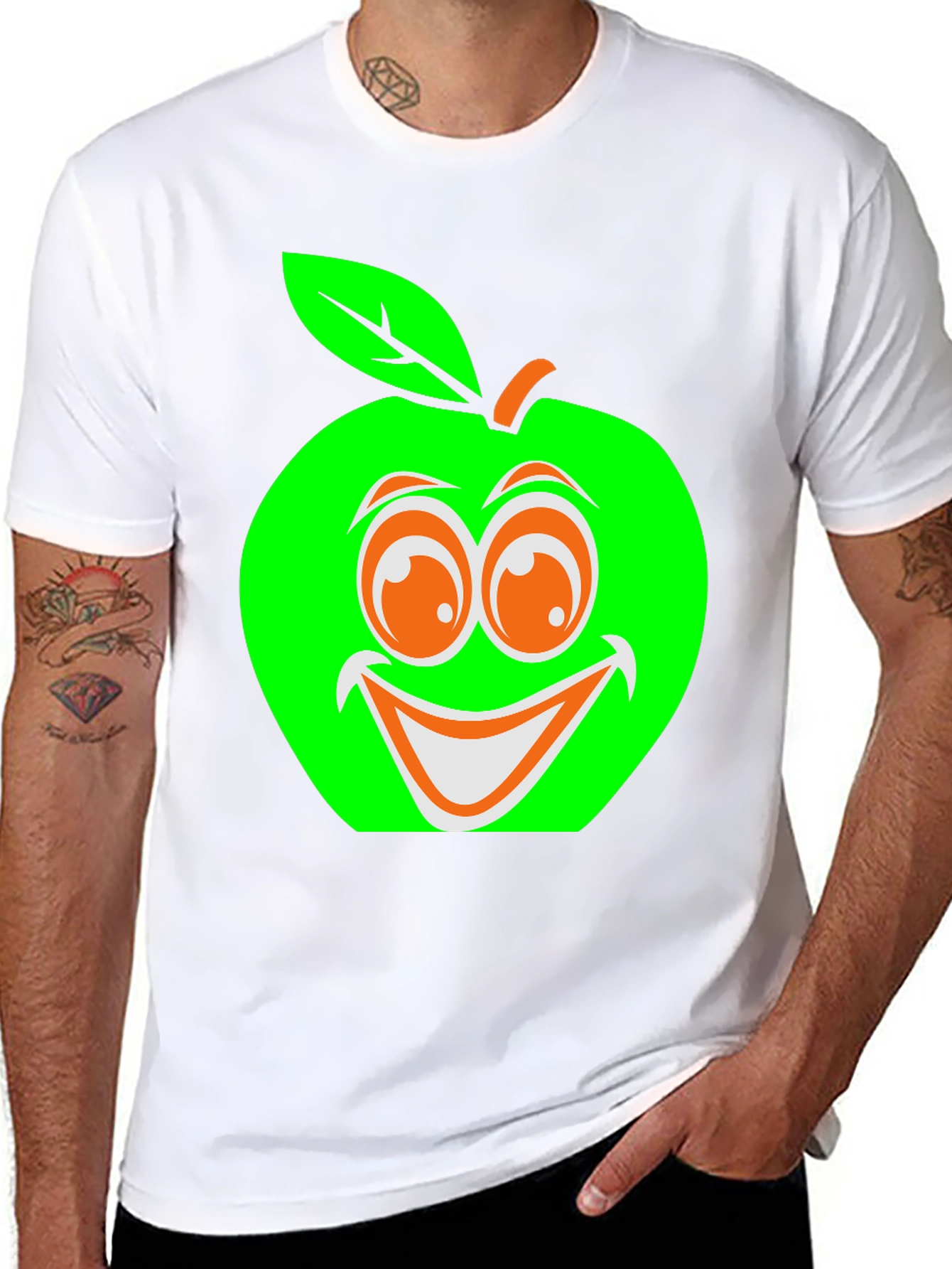 Black Funny Apple Graphic T-Shirt view 8