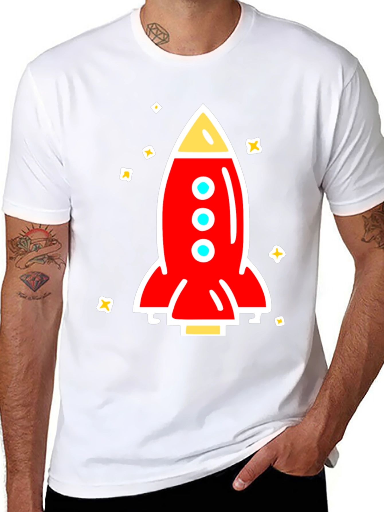 Black Rocket Graphic Tee - Space Adventure Shirt view 8