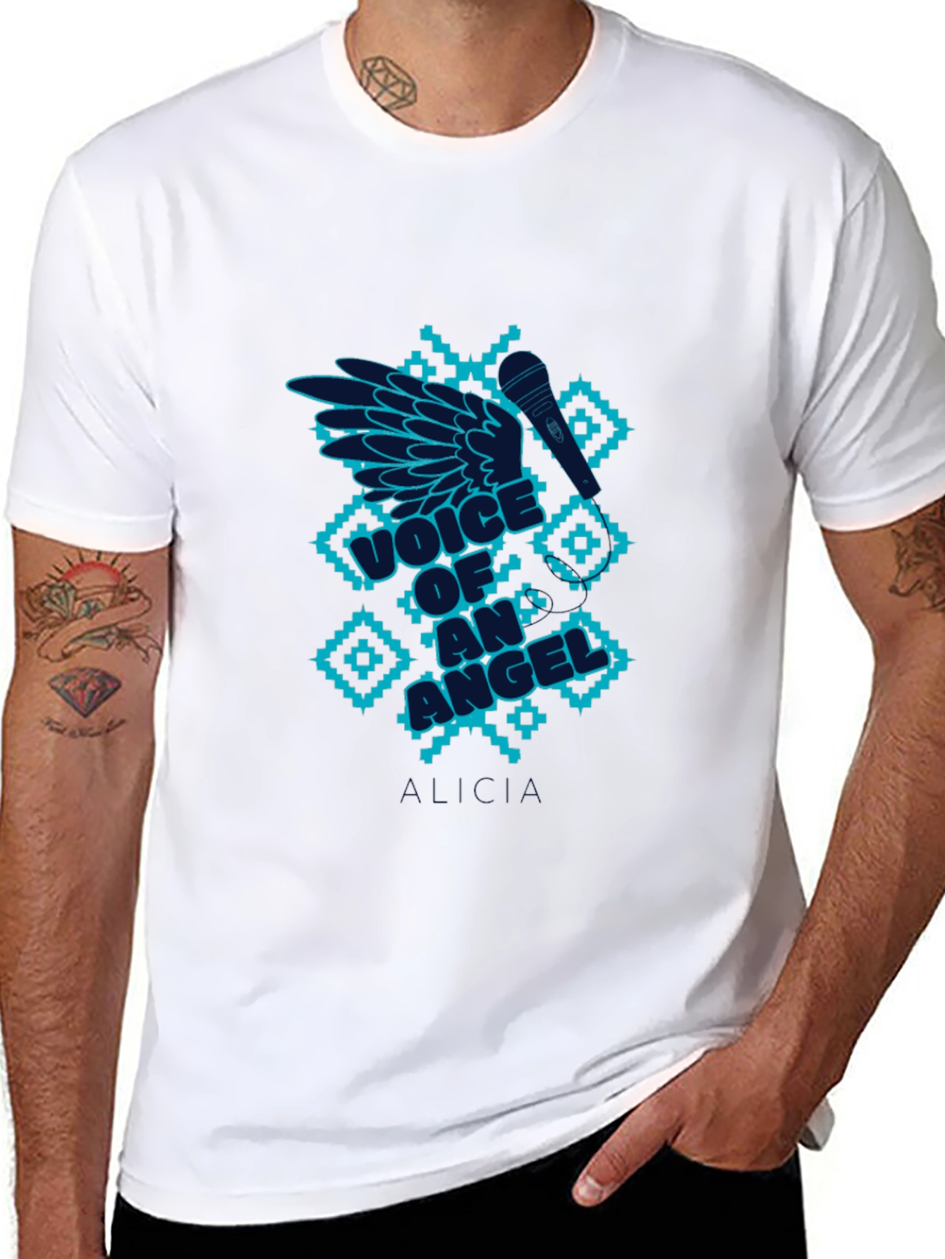 Black Voice of an Angel T-Shirt | Musical Design view 8