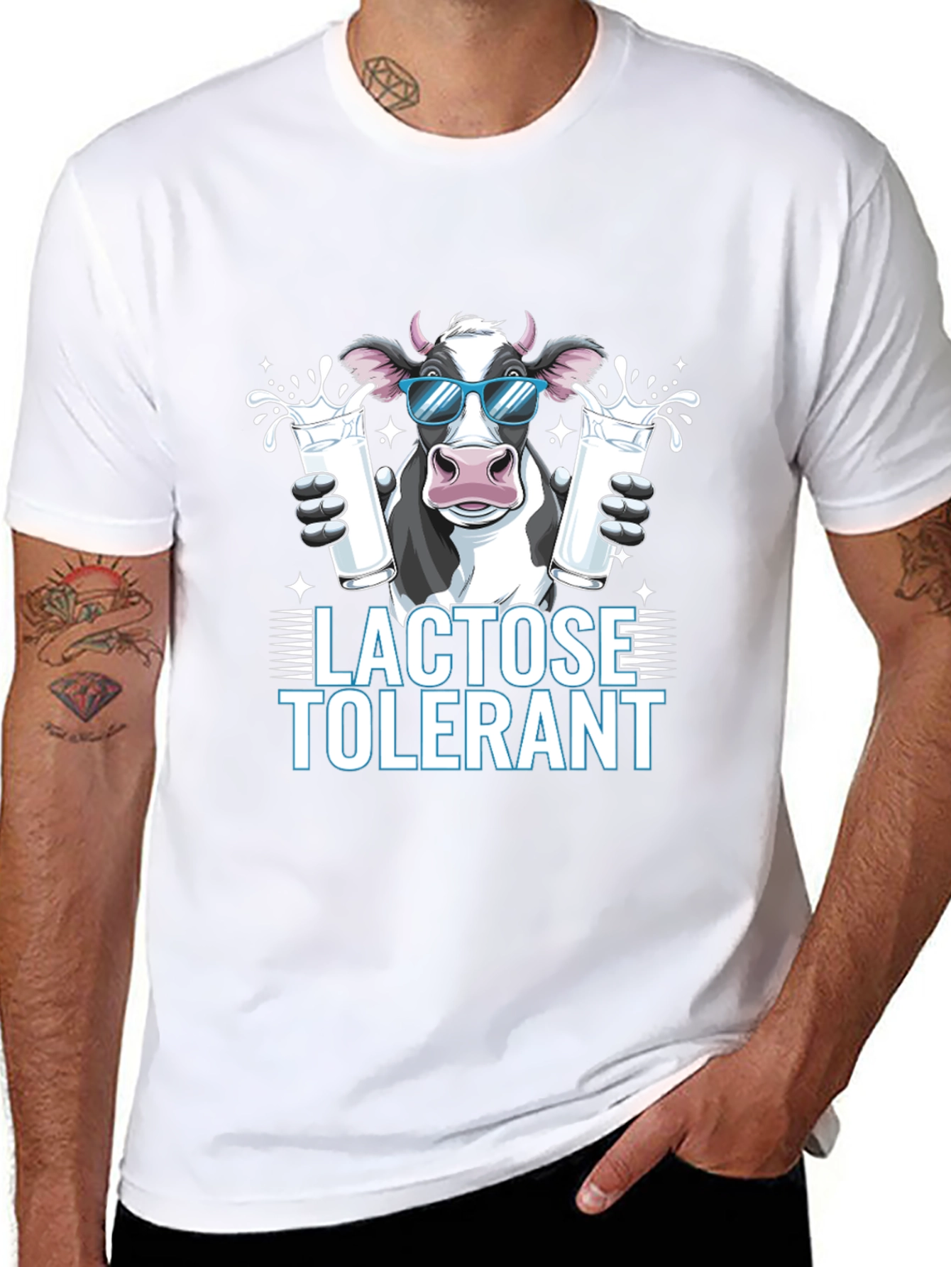 Black Lactose Tolerant Cow Graphic Tee view 8