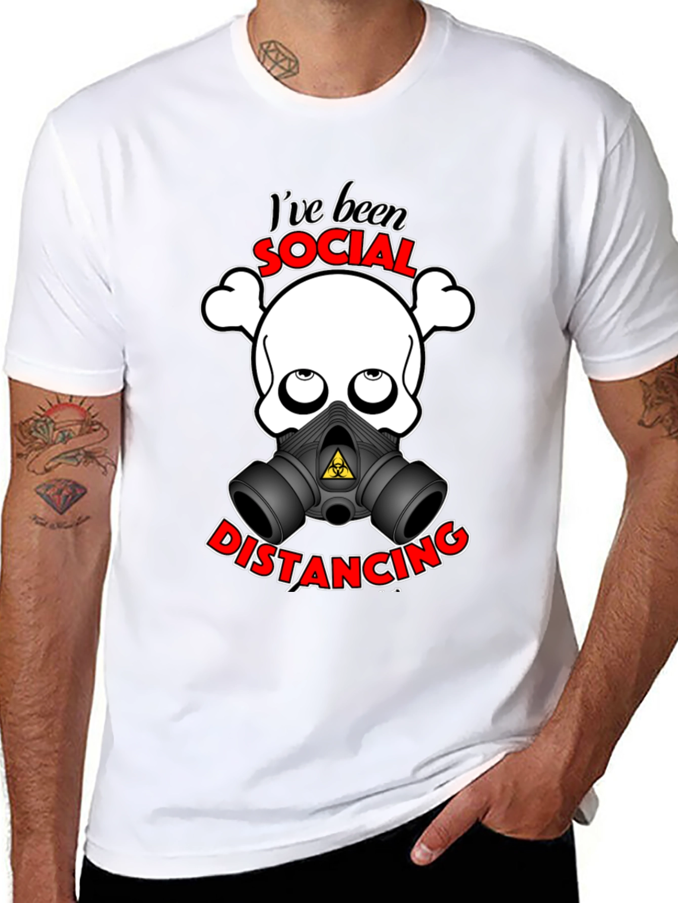 Black Social Distancing T-Shirt - Funny Skull & Mask Tee view 8