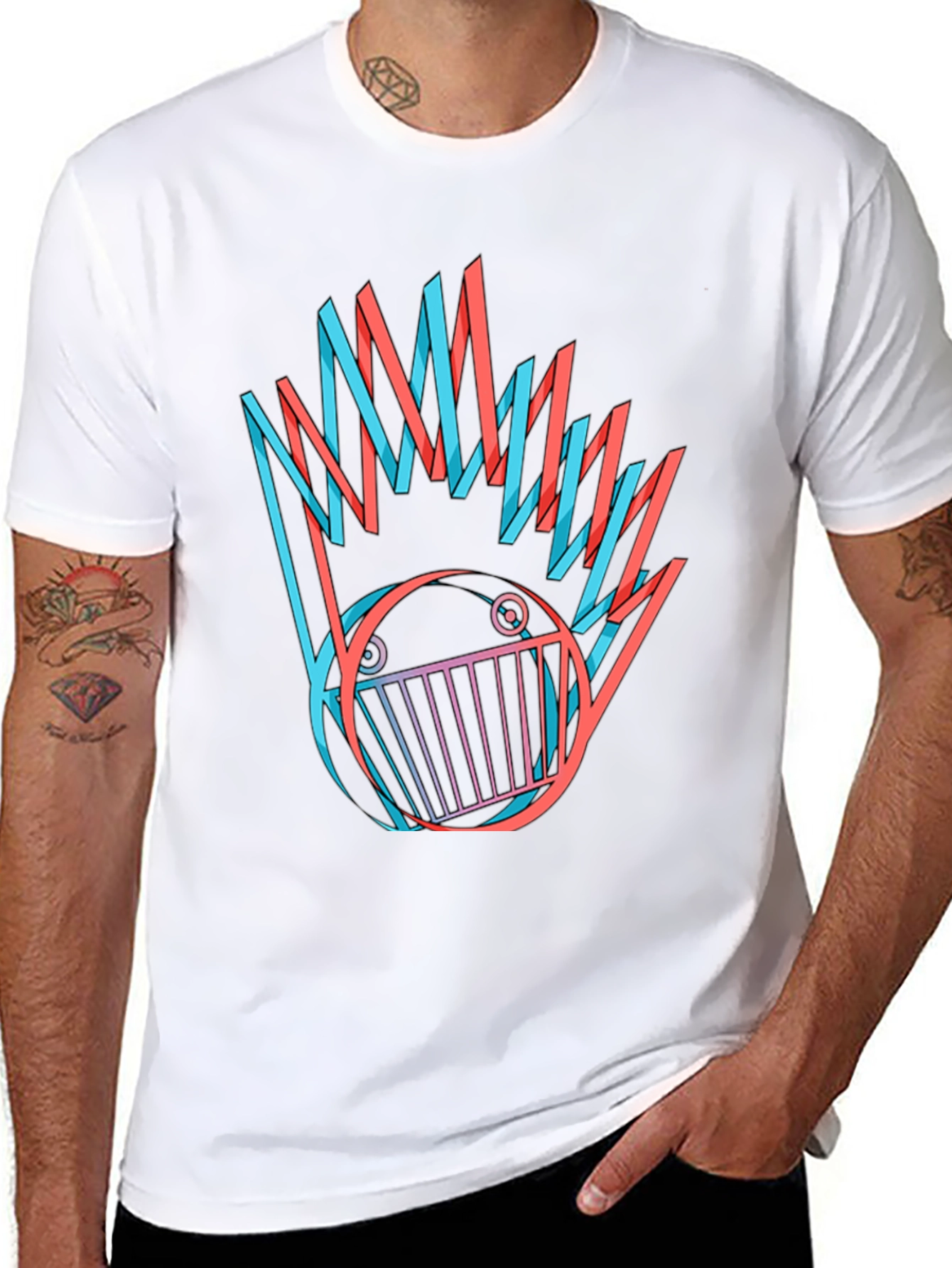 Black Abstract Graphic Print Black T-Shirt view 8