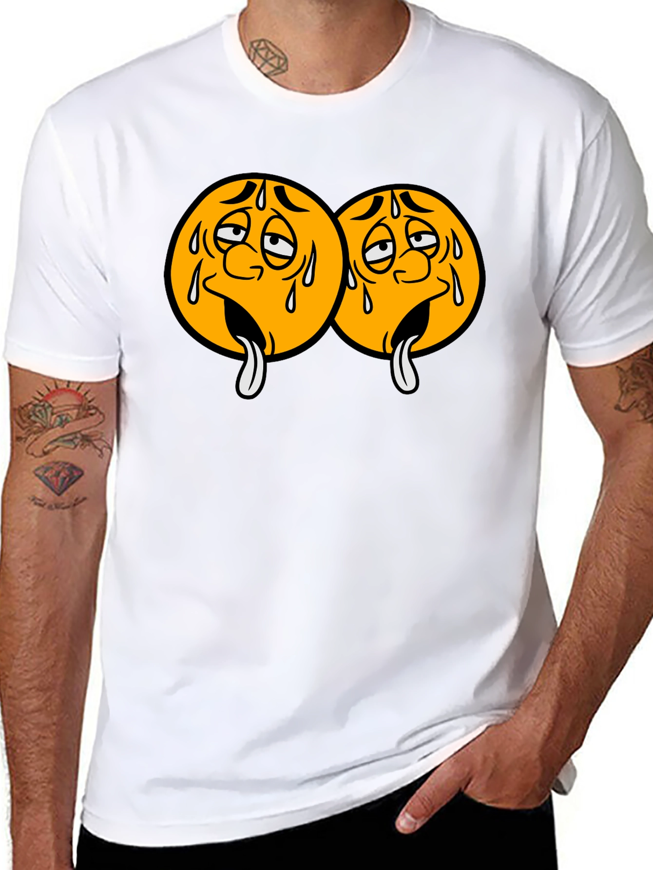 Black Emoji Faces Graphic T-Shirt view 8