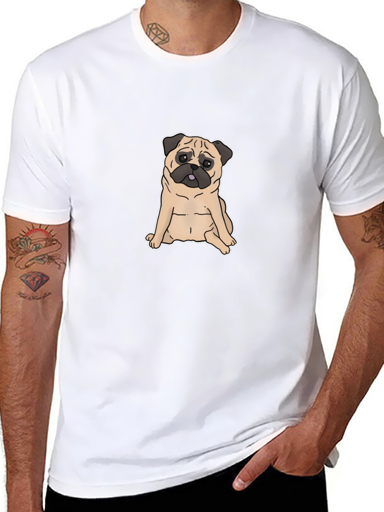 Black Pug Graphic T-Shirt - Black Cotton Tee view 8