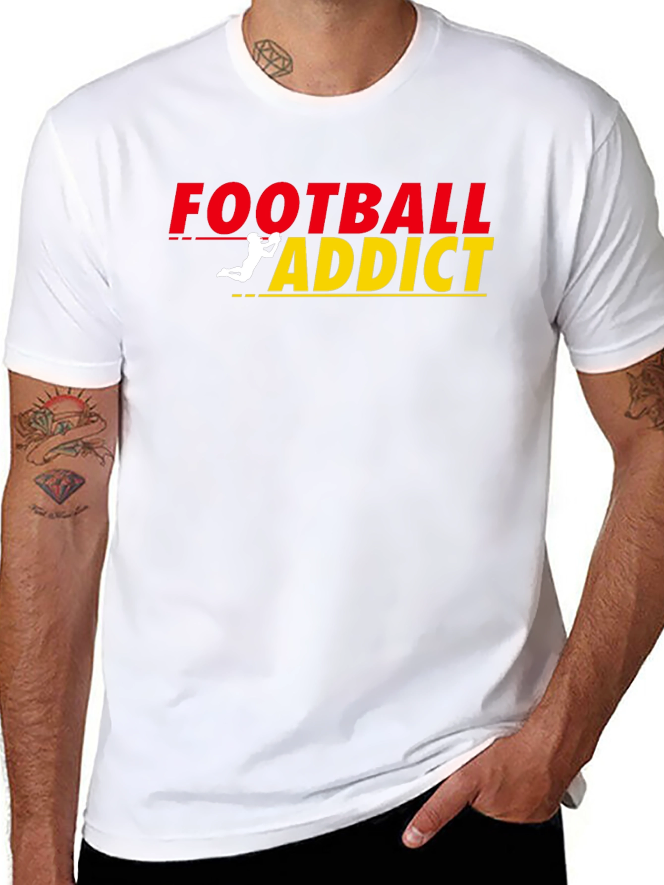 Black Football Addict Graphic Tee - Black Cotton T-Shirt view 8
