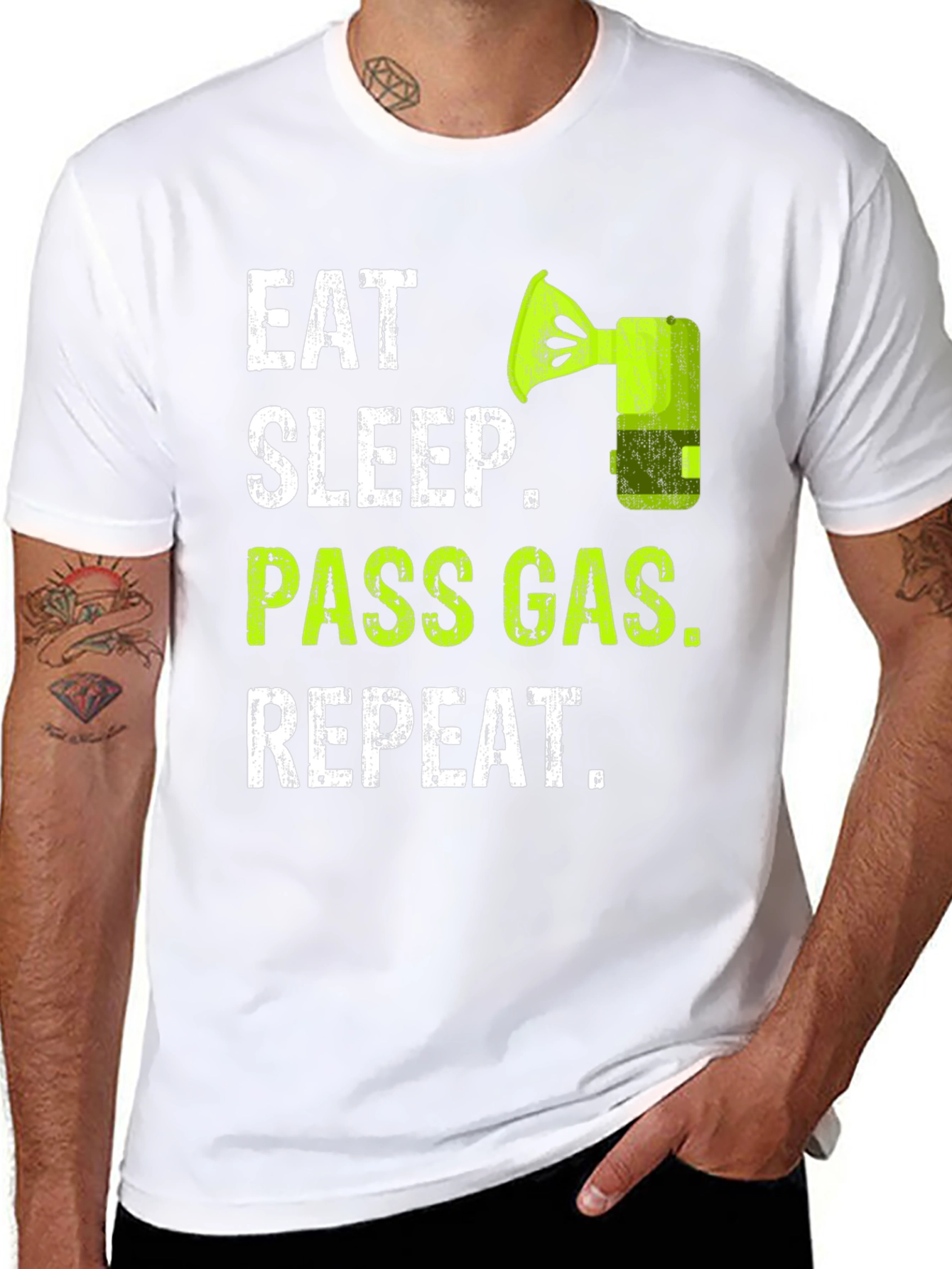 Black Eat Sleep Pass Gas Repeat Funny T-Shirt view 8