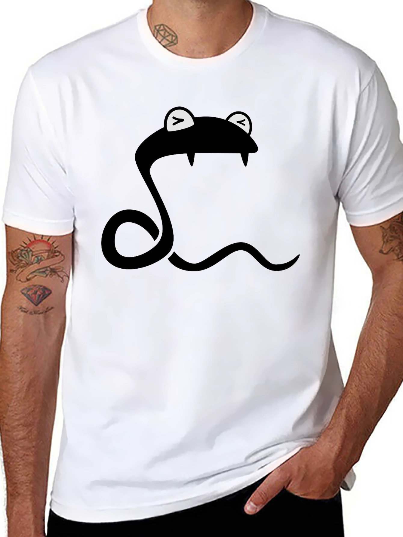 Black Snake T-Shirt - Cartoon Style - Black view 8