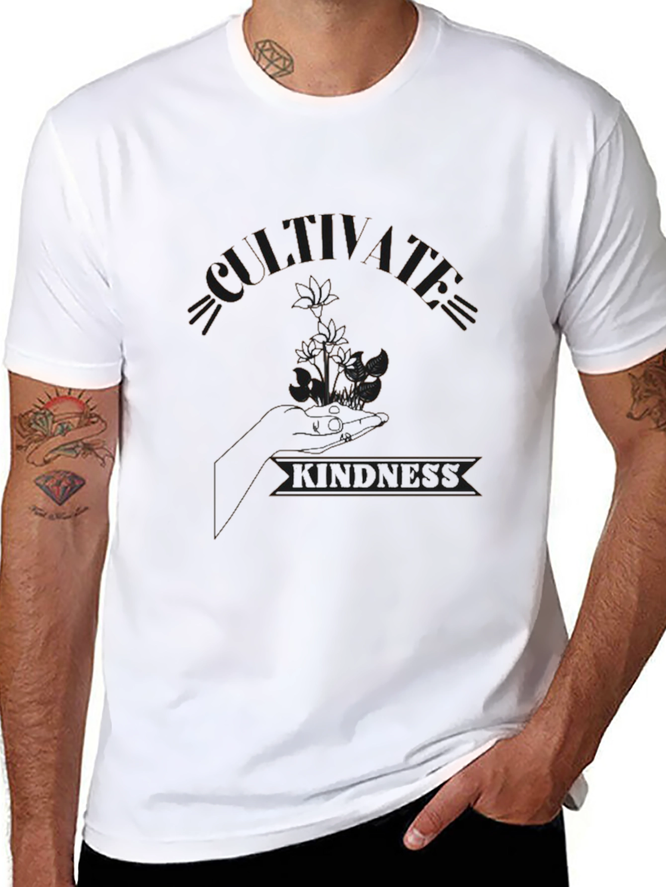 Black Cultivate Kindness Black Graphic Tee view 8