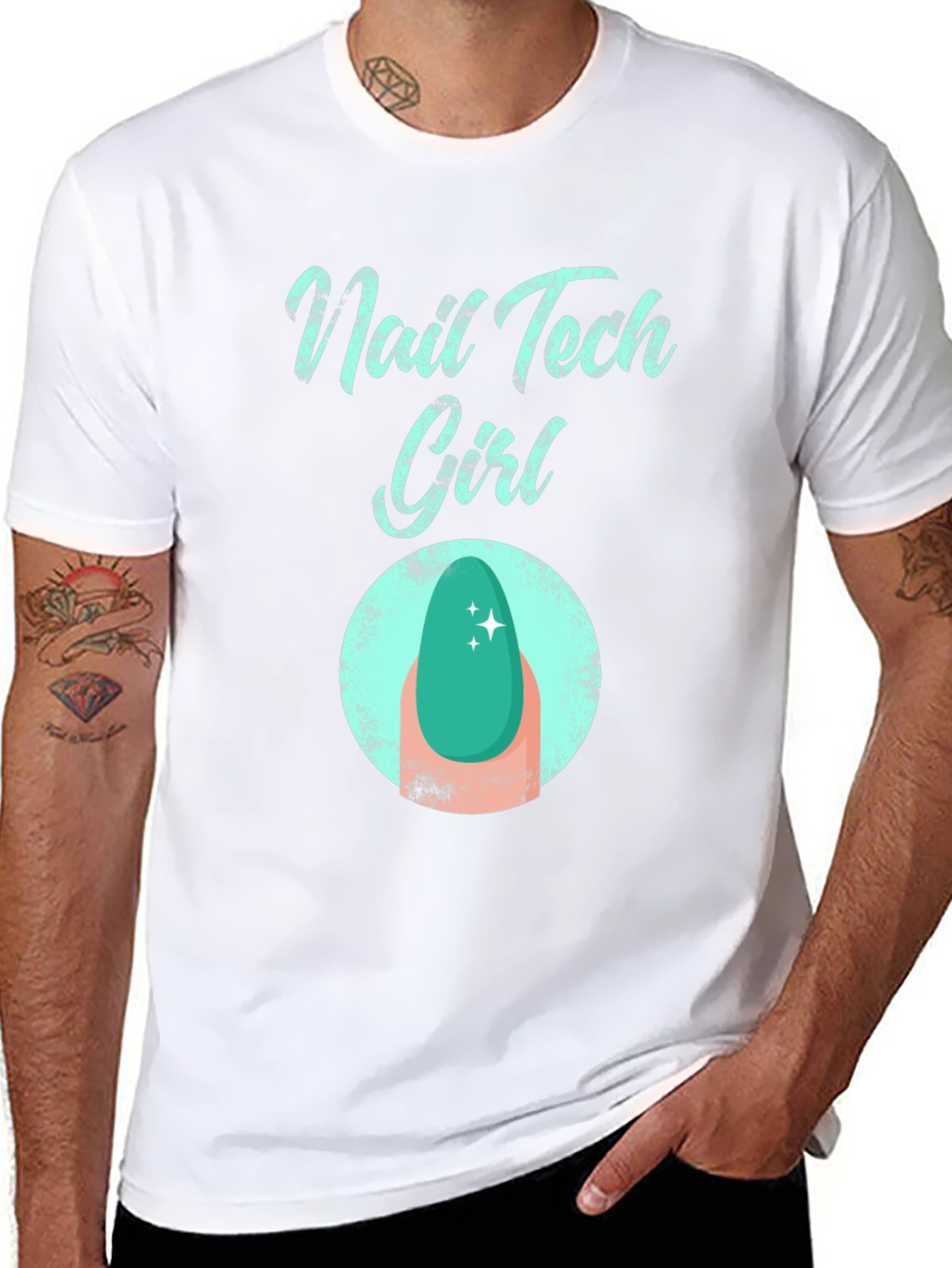 Black Nail Tech Girl T-Shirt - Fashionable Graphic Tee view 8