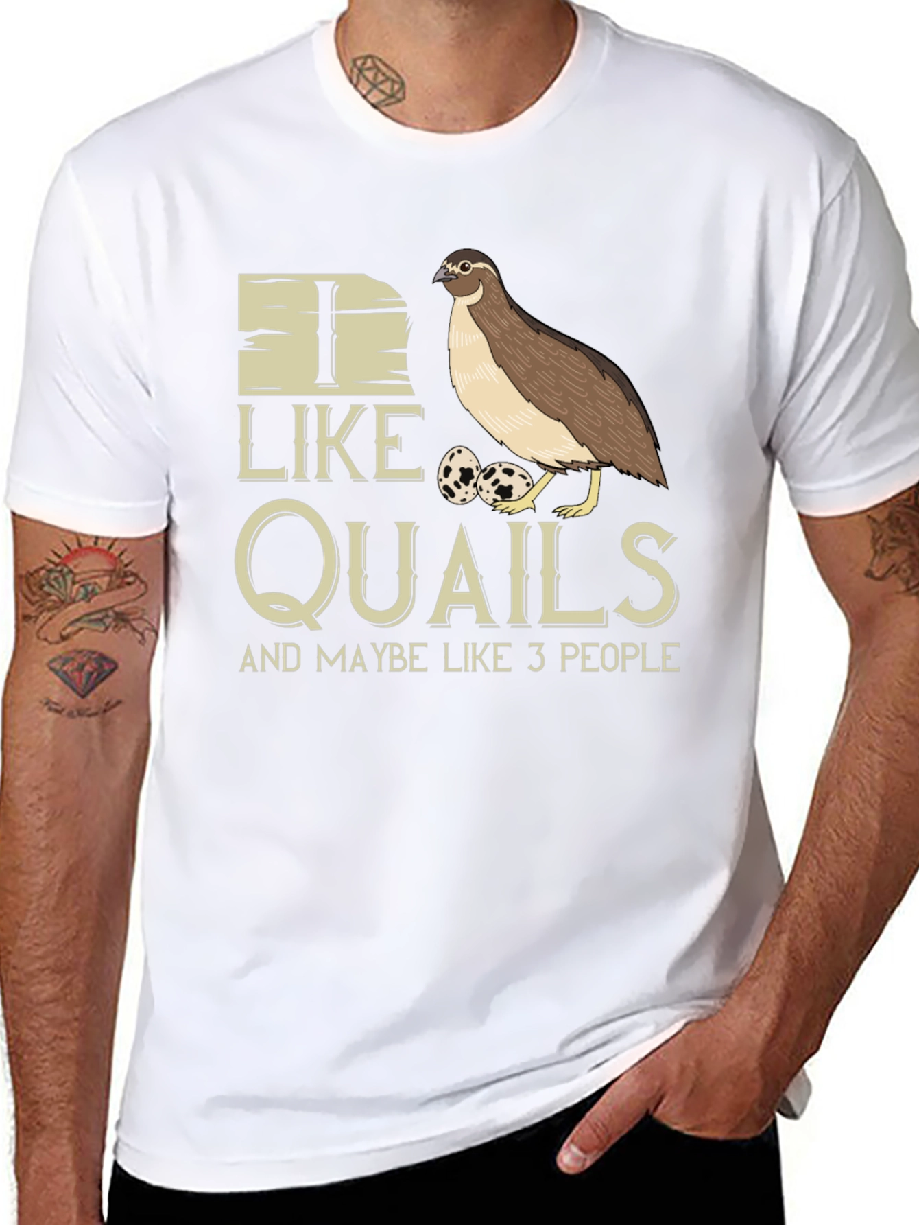 Black I Like Quails and Maybe Like 3 People T-Shirt view 8