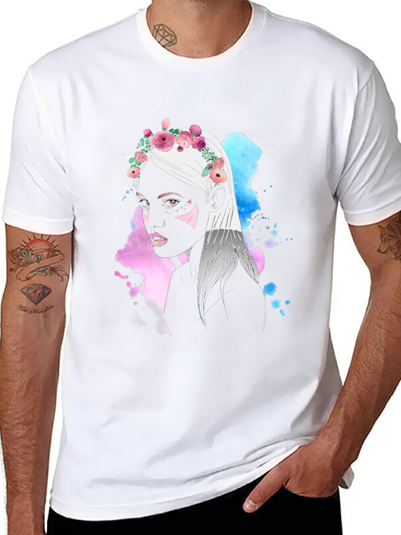 Black Floral Crown Woman Graphic T-Shirt view 8