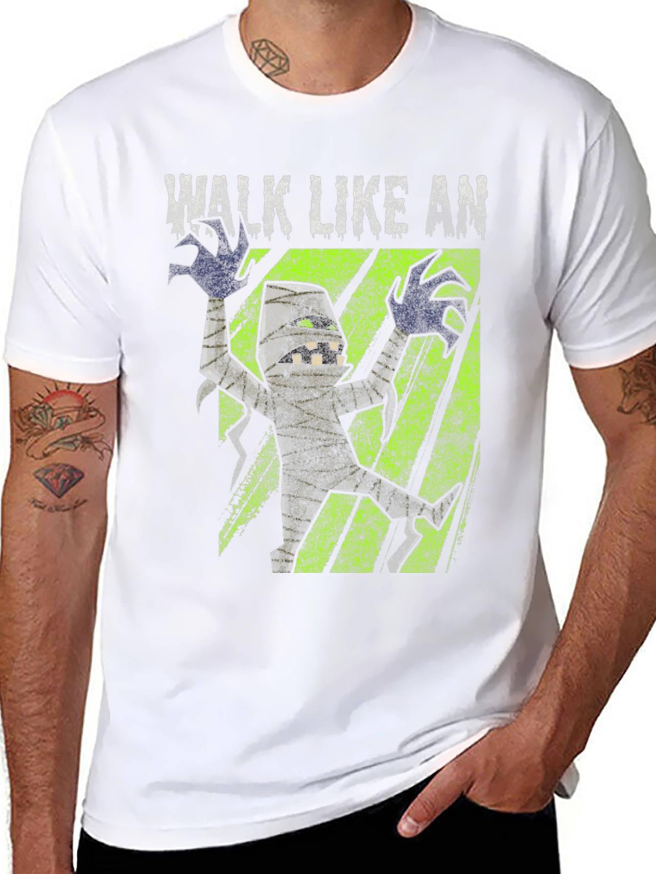 Black Walk Like An Egyptian Mummy Graphic T-Shirt view 8