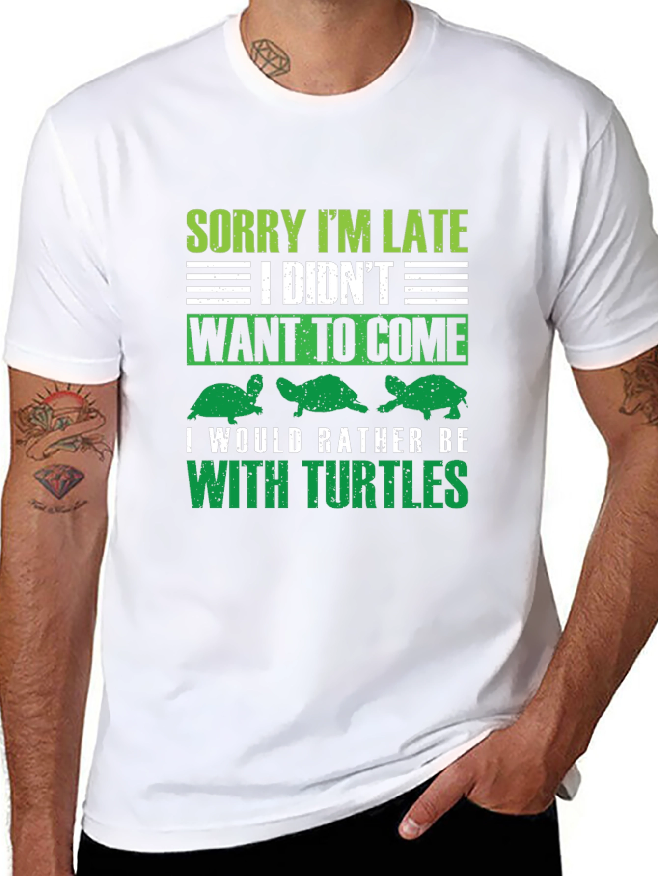 Black Sorry I'm Late Turtles T-Shirt view 8