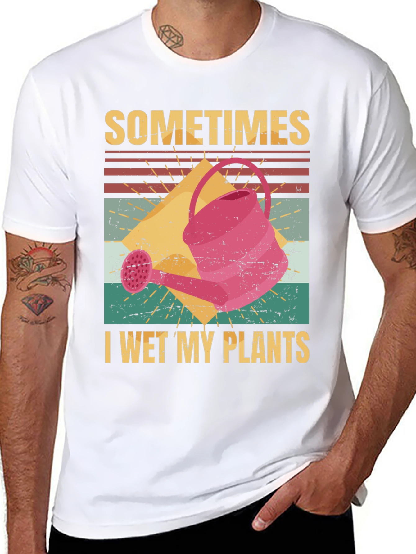 Black Funny Gardening T-Shirt - I Wet My Plants view 8