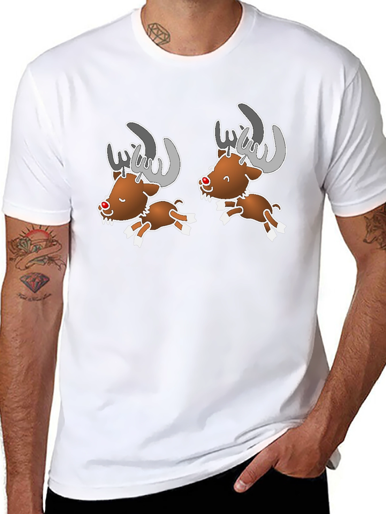 Black Cartoon Reindeer Graphic Tee view 8