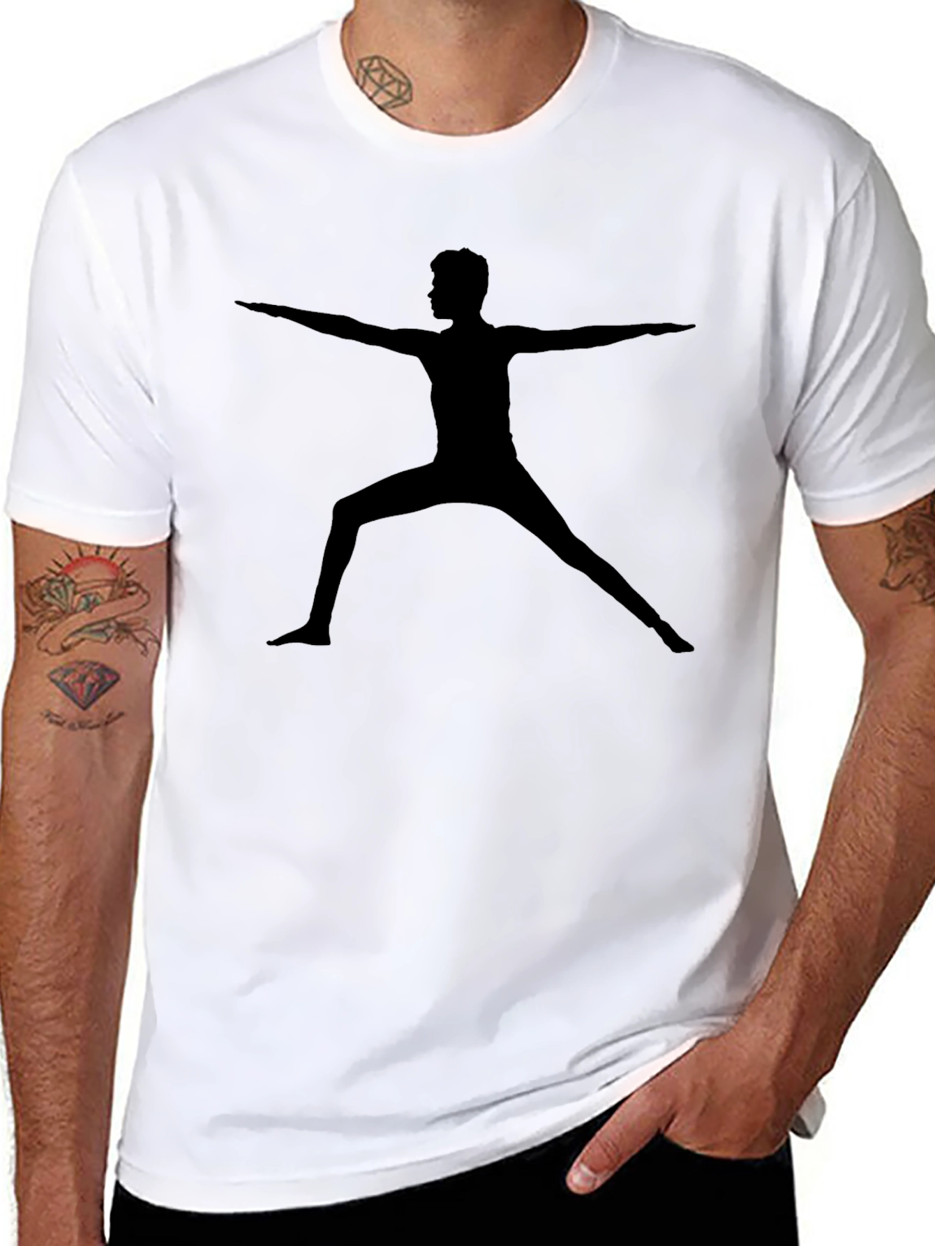 Black Yoga Pose Graphic Tee - Soft Cotton Blend view 8