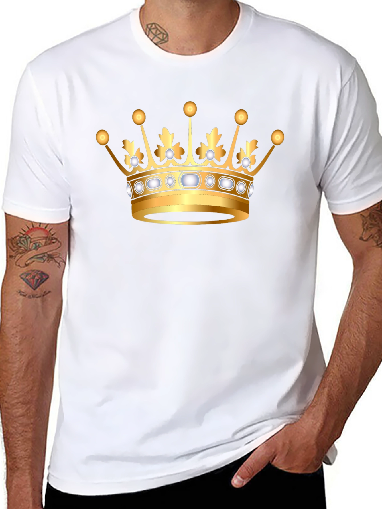Black Golden Crown Graphic Black T-Shirt view 8