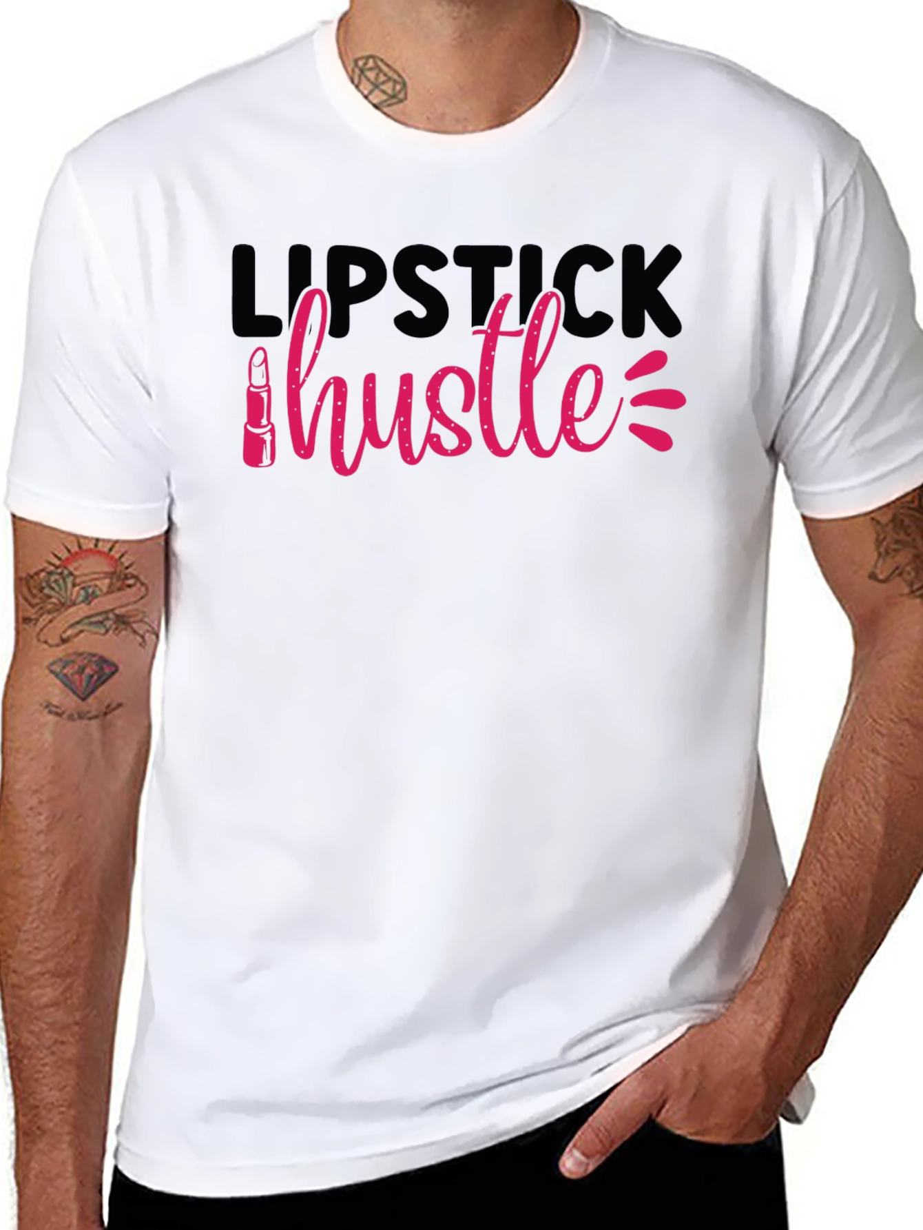 Black Lipstick Hustle Graphic Tee - Unisex Cotton T-Shirt view 8