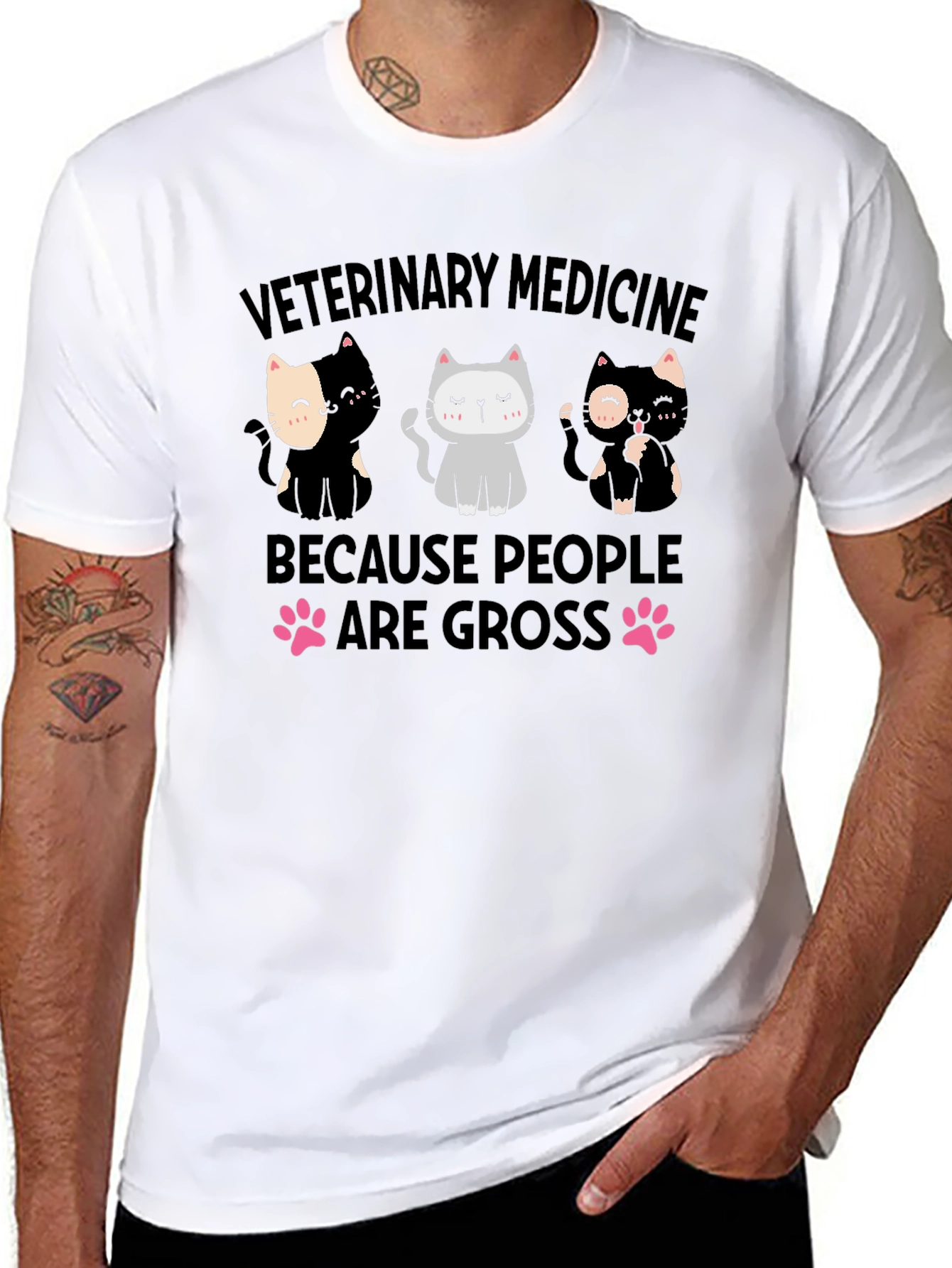 Black Veterinary Medicine Cat T-Shirt view 8