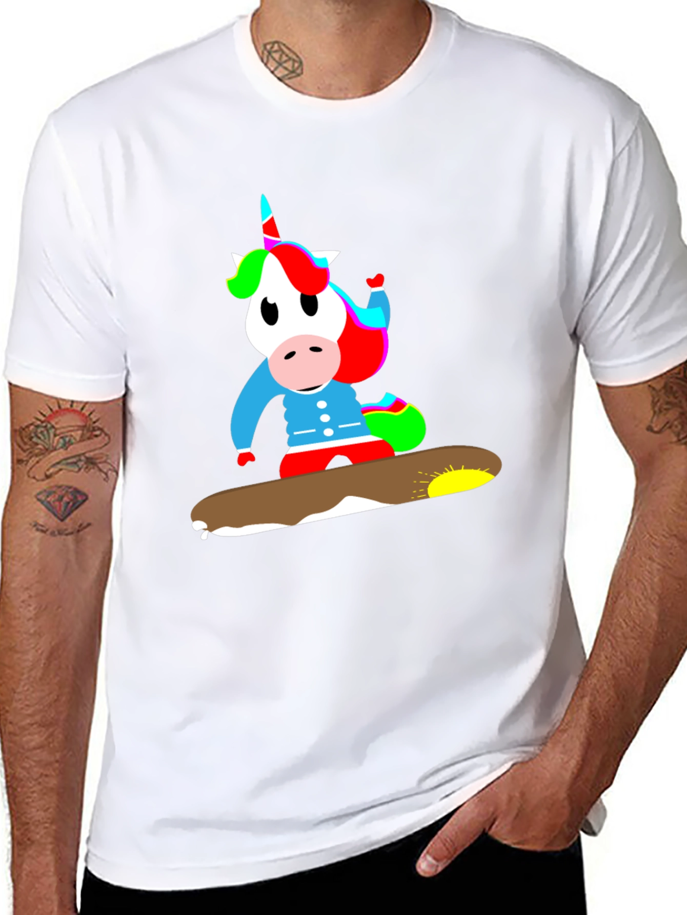 Black Unicorn Snowboarding T-Shirt - Fun, Unique Design view 8