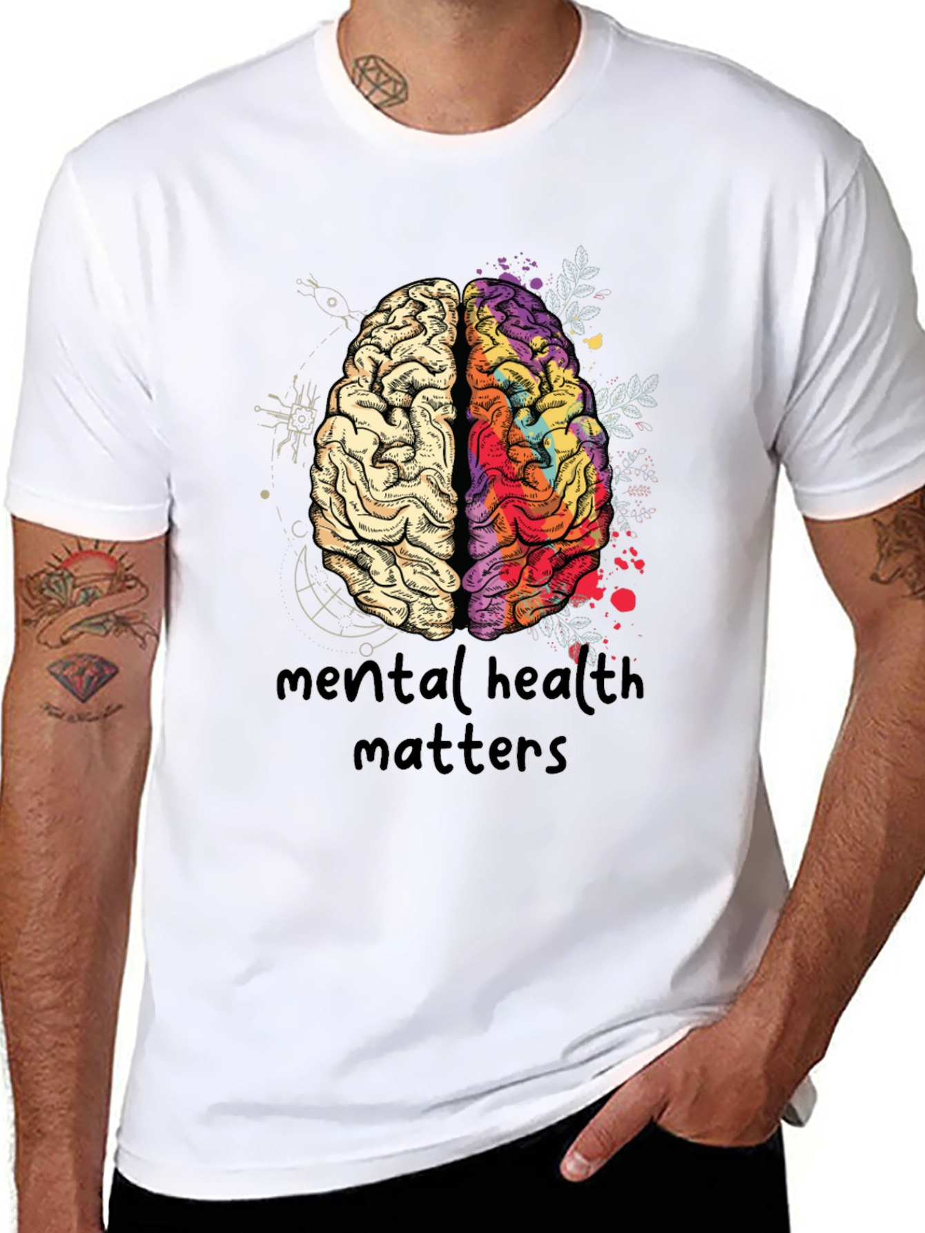 Black Mental Health Matters Brain Graphic T-Shirt view 8
