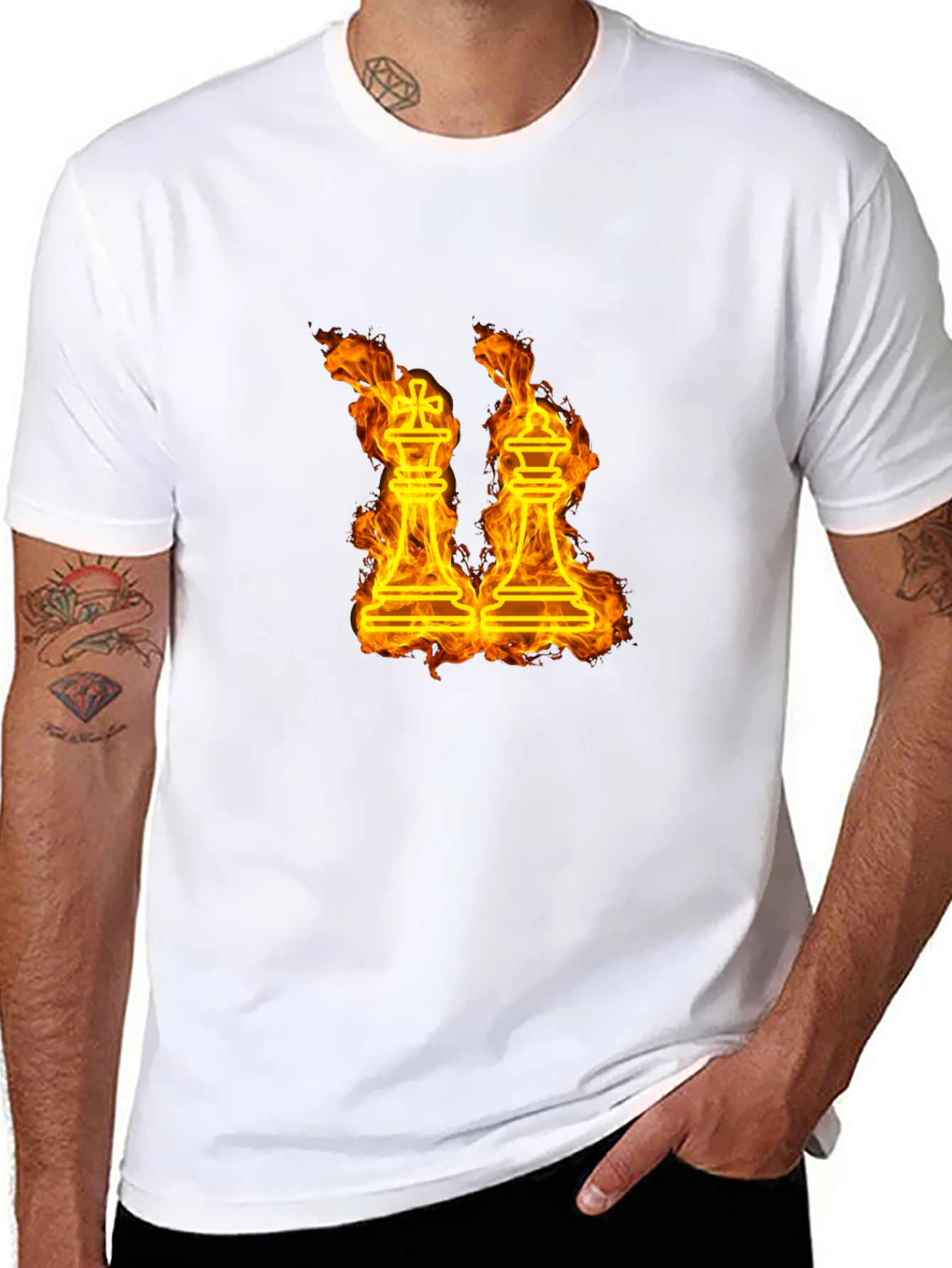 Black Fiery Chess Kings T-Shirt view 8