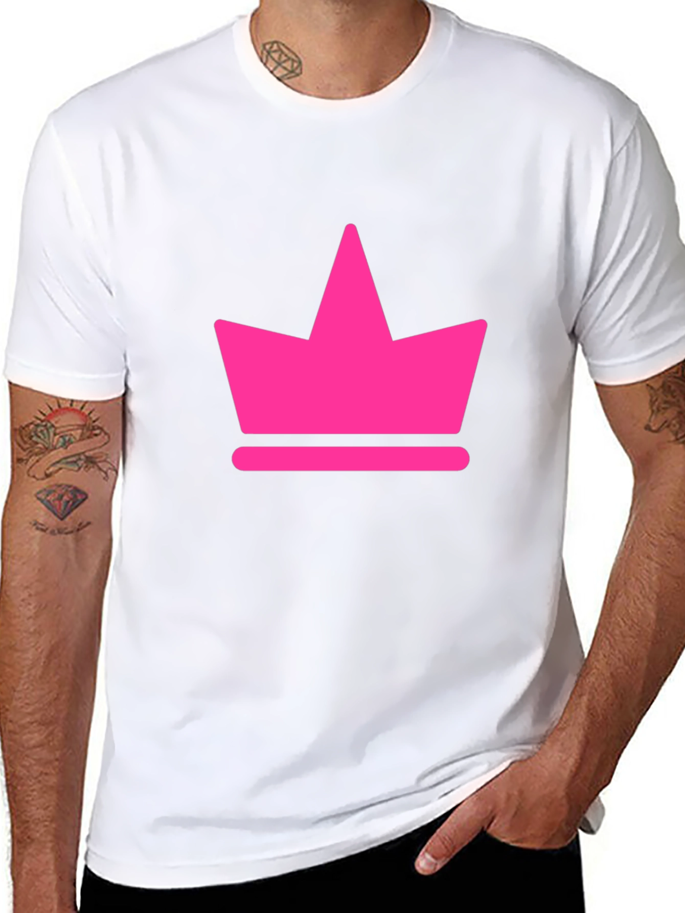 Black Pink Crown Graphic Black T-Shirt view 8