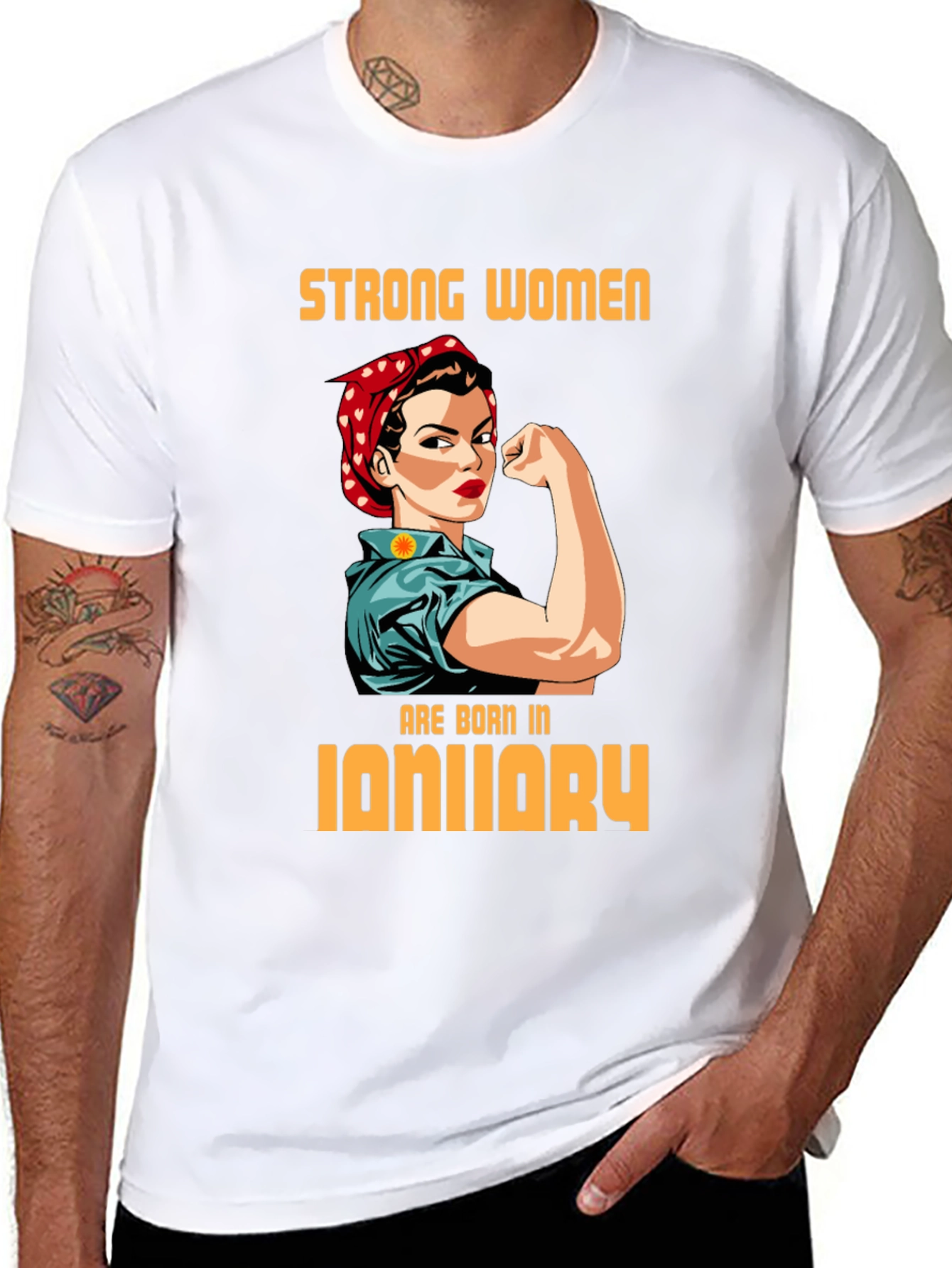 Black Strong Women January Birthday T-Shirt view 8