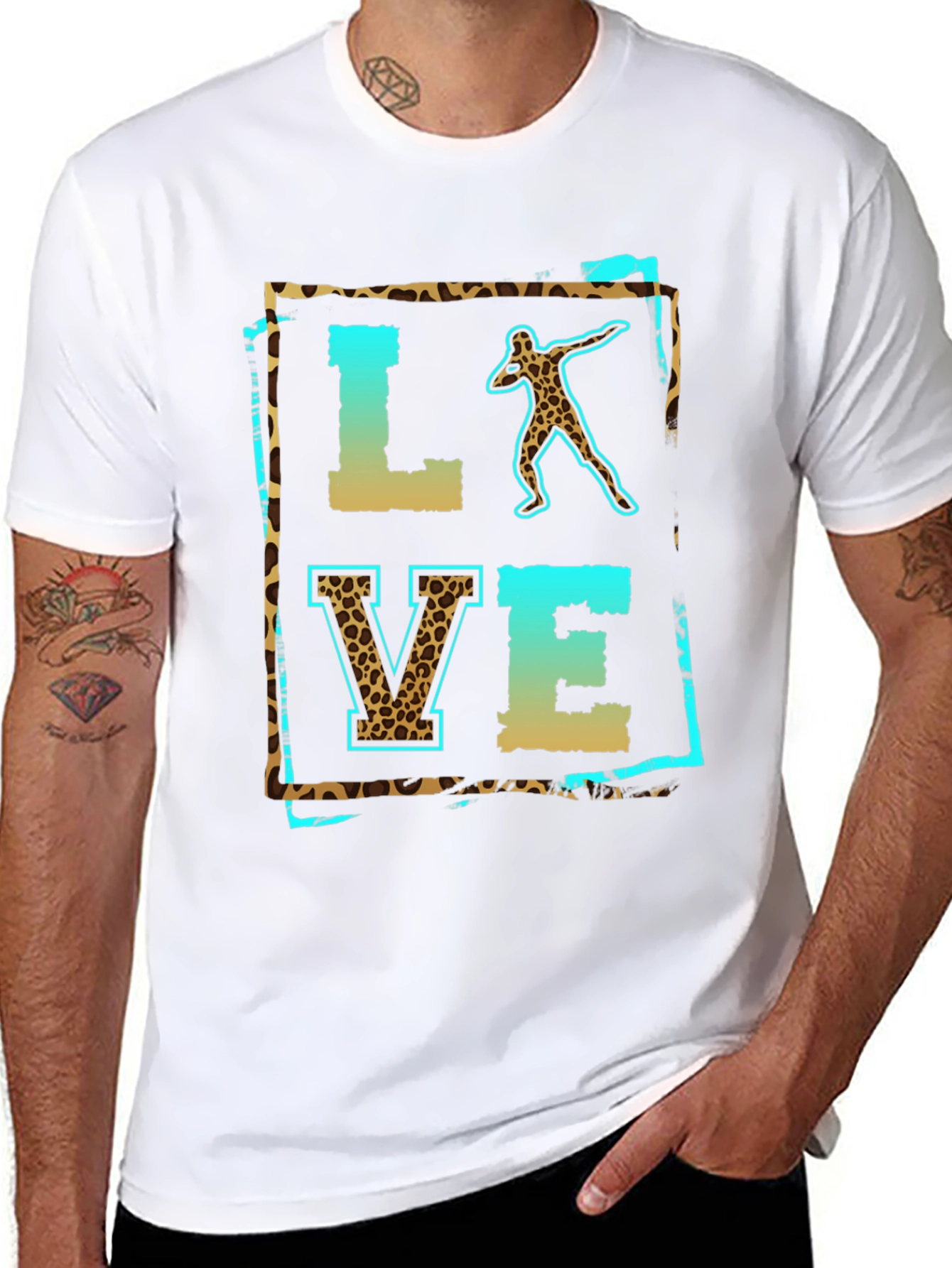Leopard Print LOVE Shot Put T-Shirt - 8
