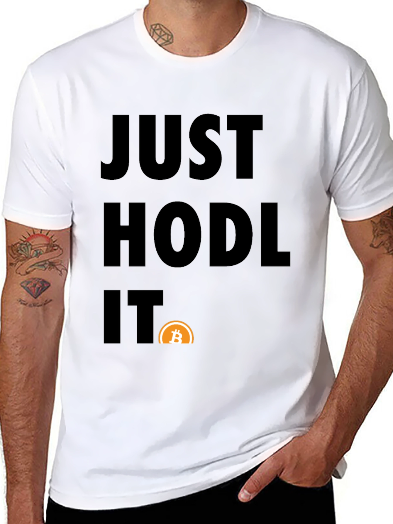 Black Just Hodl It Bitcoin Graphic Tee view 8