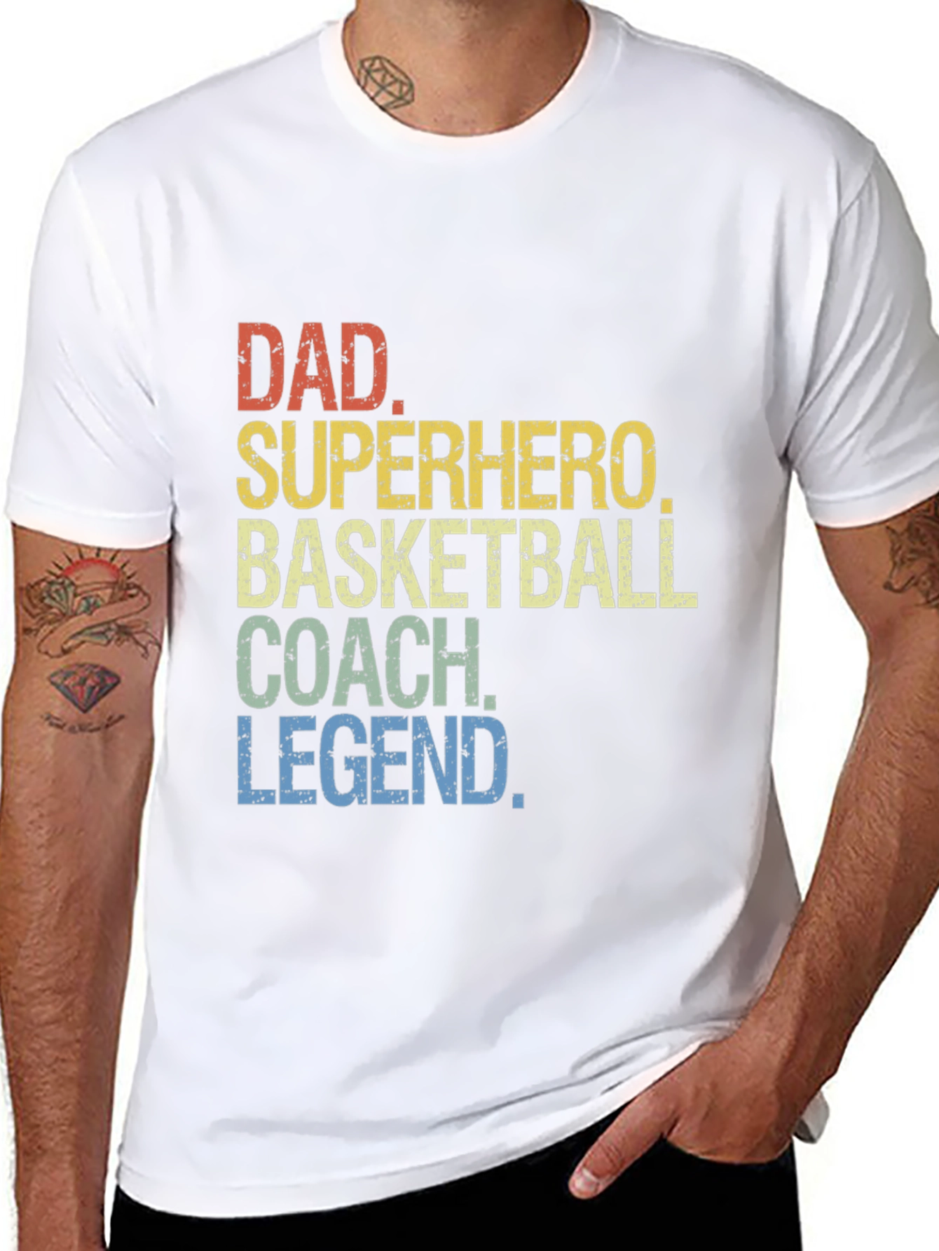 Black Dad Superhero Basketball Coach Legend T-Shirt view 8