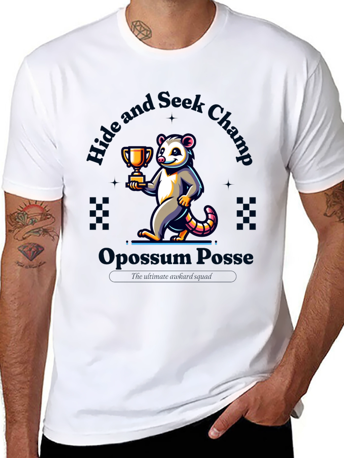 Black Opossum Hide & Seek Champ T-Shirt view 8