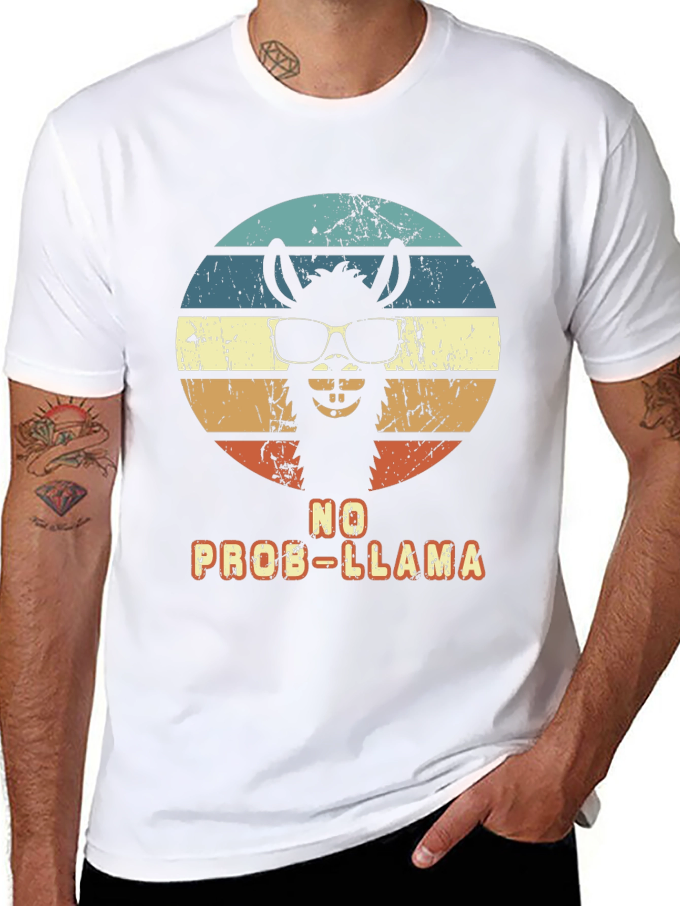 Black No Prob-Llama T-Shirt - Retro Alpaca Design view 8
