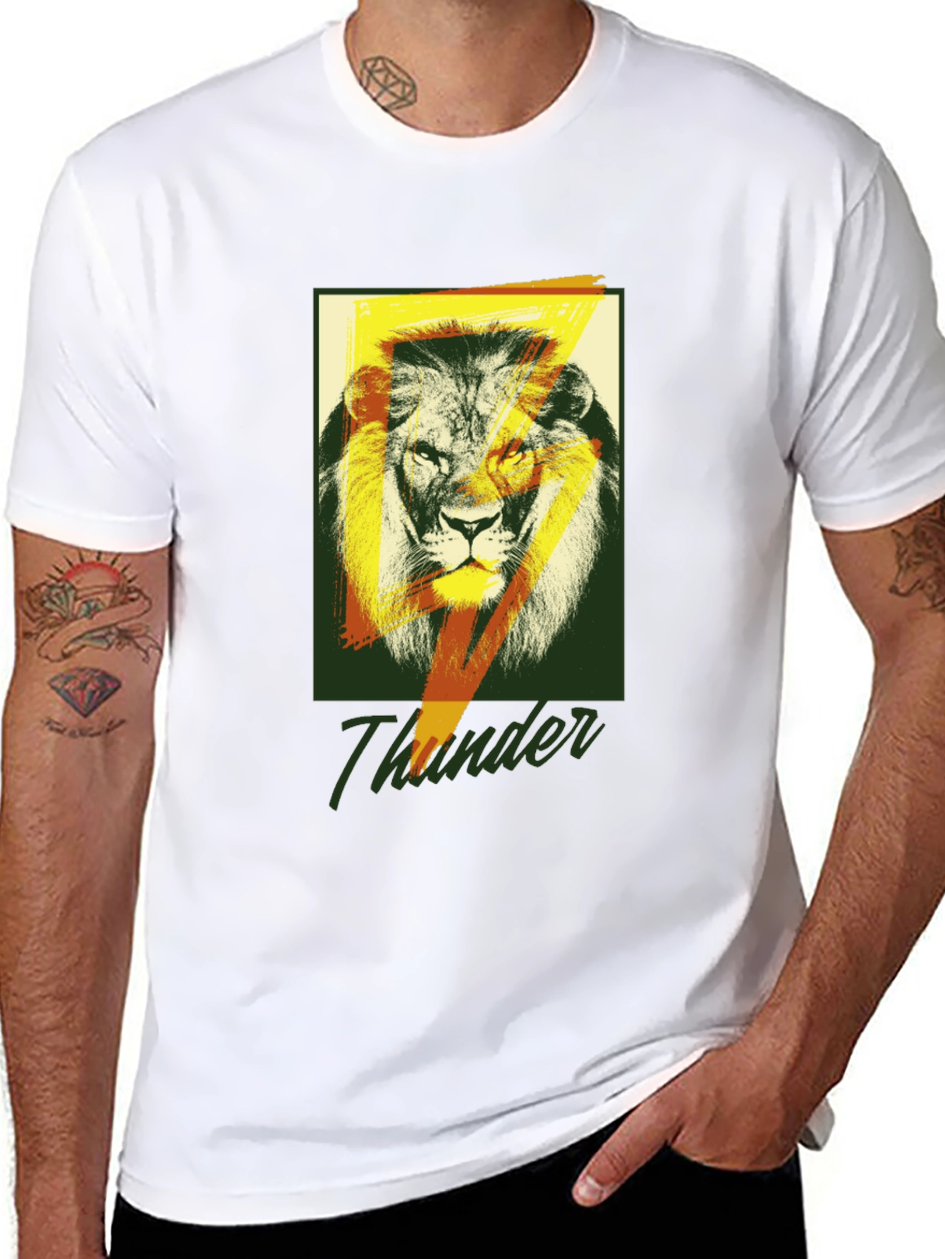 Black Lion Thunder Graphic Tee - Stylish Black T-Shirt view 8