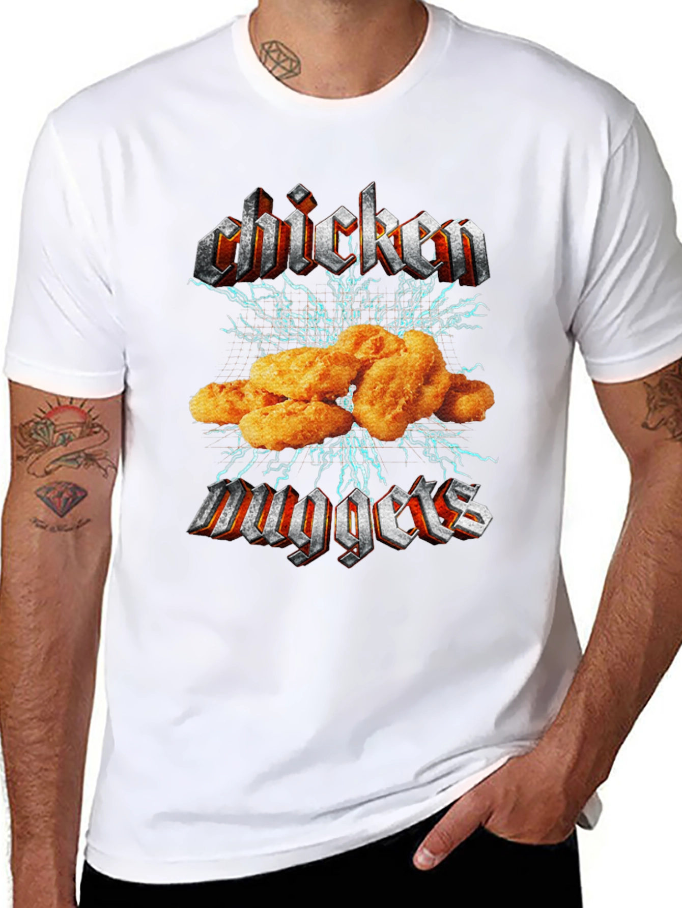 Black Chicken Nuggets Black T-Shirt - Foodie Humor view 8