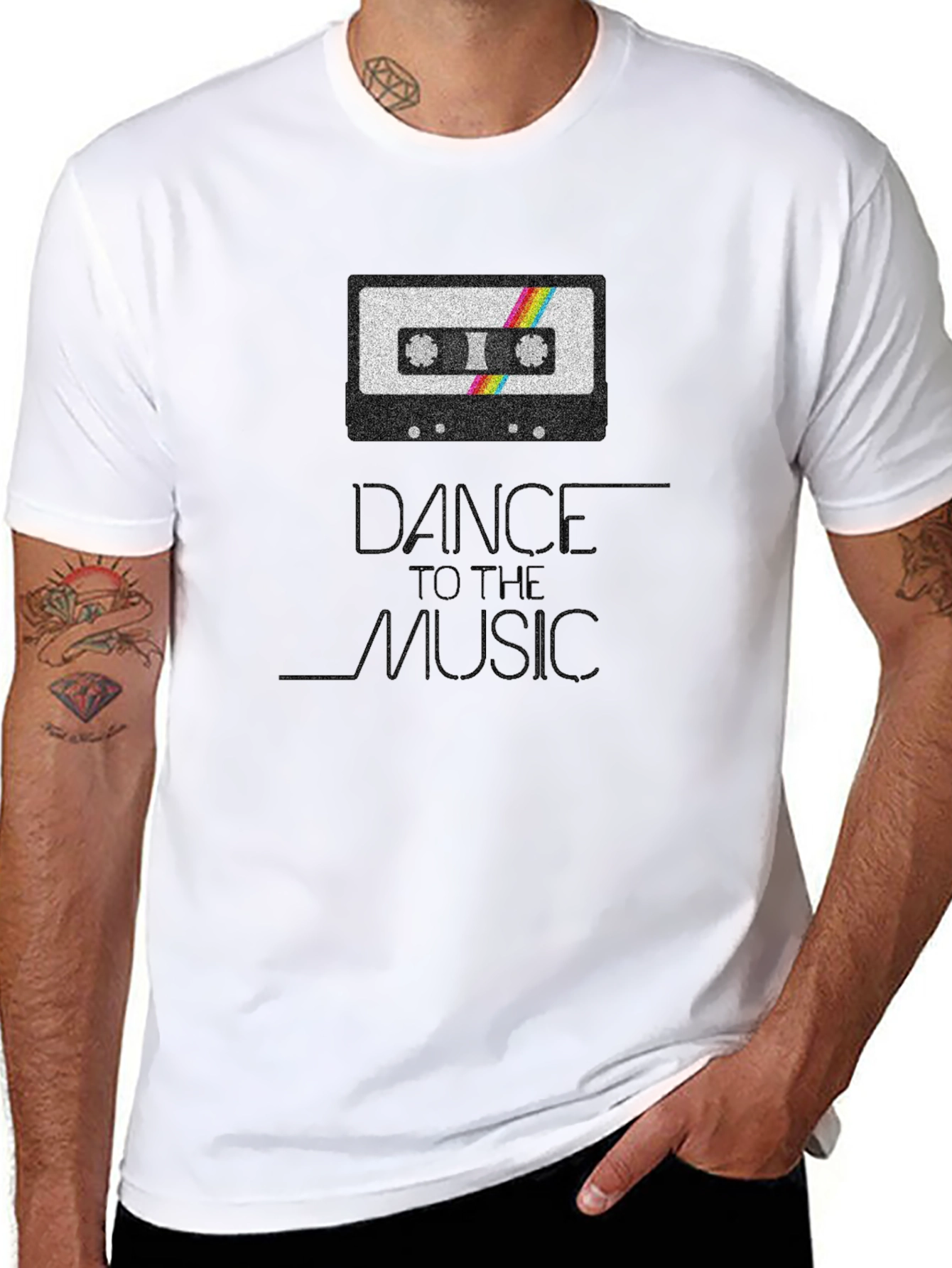 Black Dance To The Music Retro Cassette Tape T-Shirt view 8