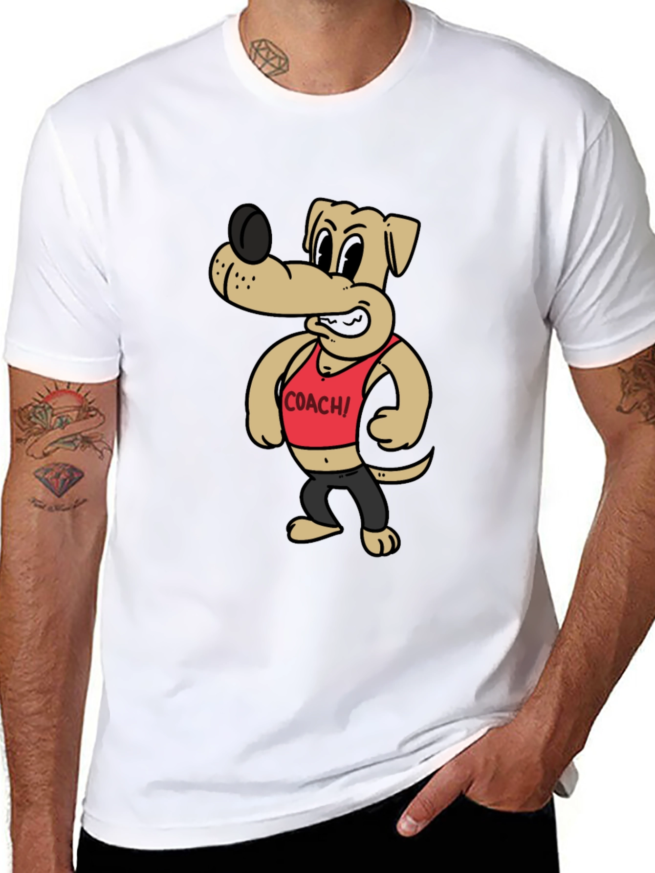Black Cartoon Dog Coach Graphic Tee view 8