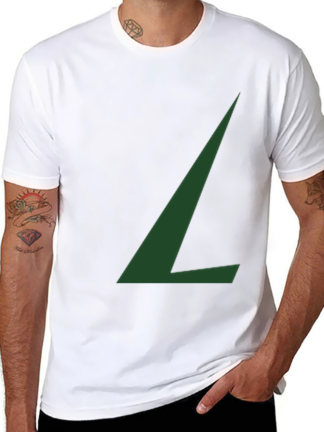 Black Minimalist Green L Graphic Black T-Shirt view 8