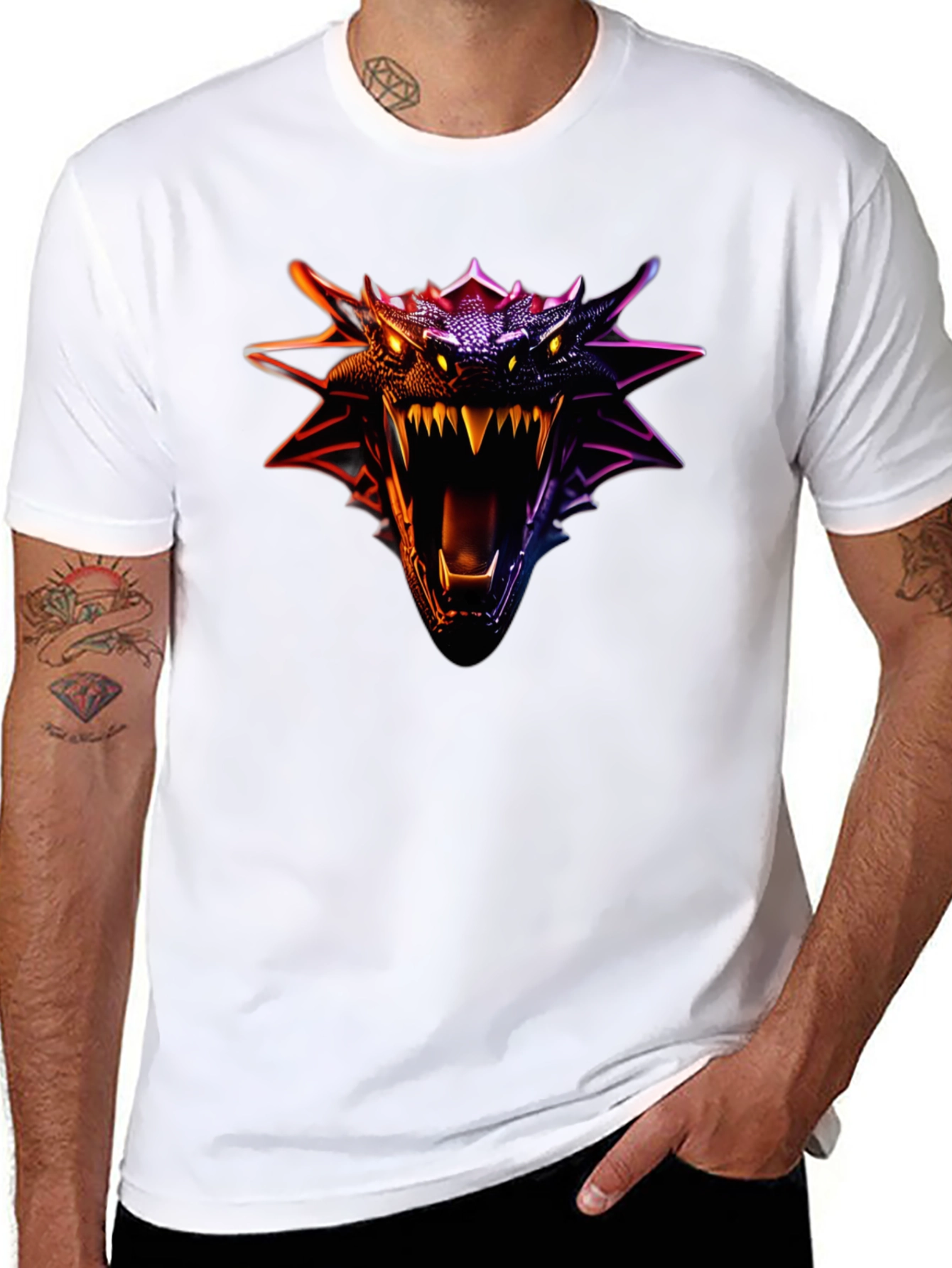 Black Dragon Head Graphic Tee - Fierce Design view 8