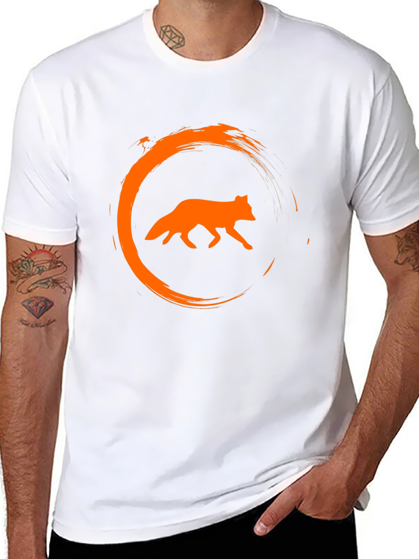 Black Fox Circle Graphic Black T-Shirt view 8