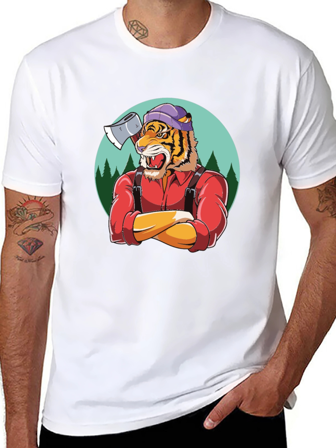 Black Tiger Lumberjack Graphic Tee - Black view 8