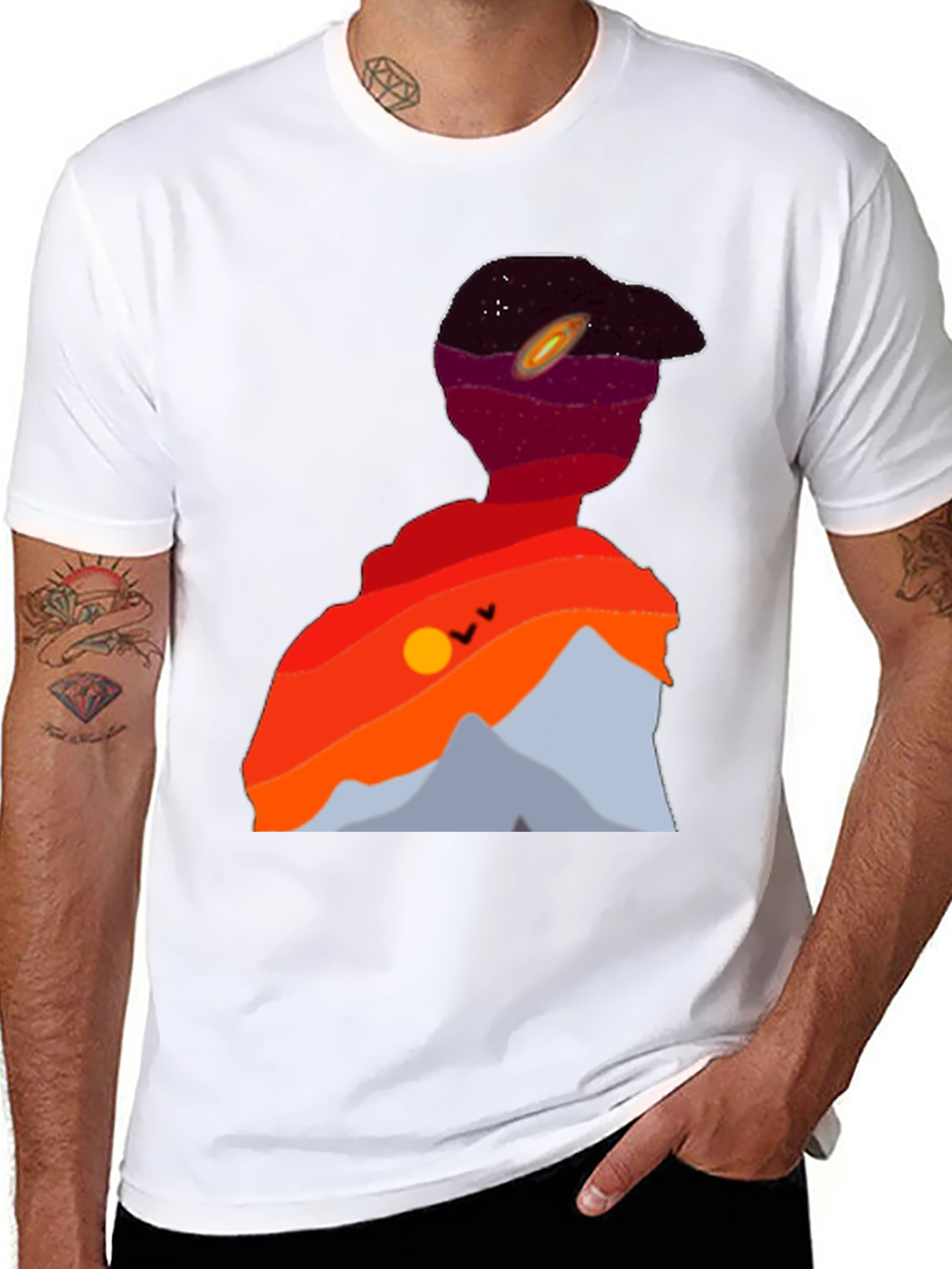 Black Cosmic Landscape Silhouette Graphic Tee - Black view 8