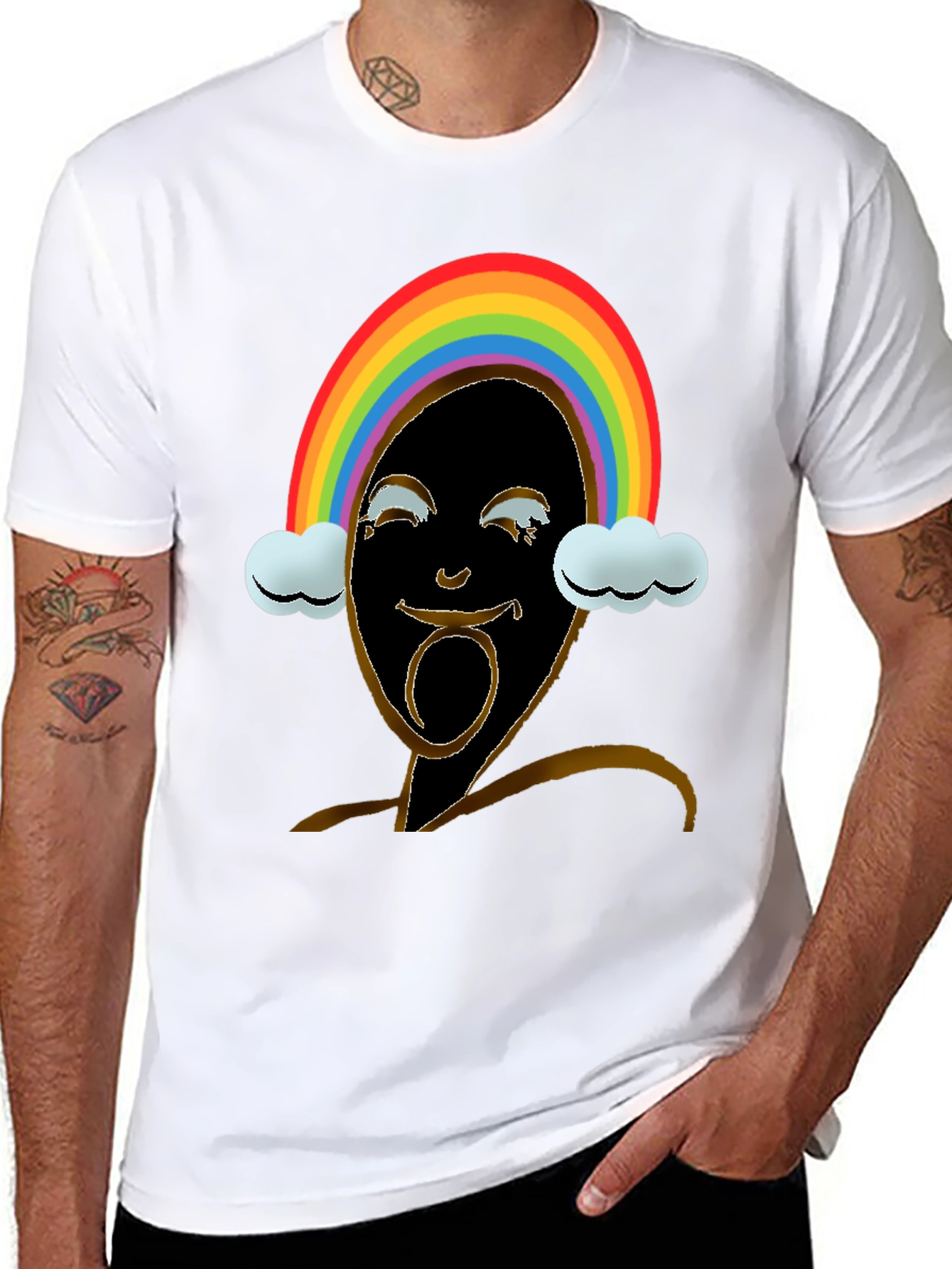 Black Rainbow Face Graphic Tee - Black view 8