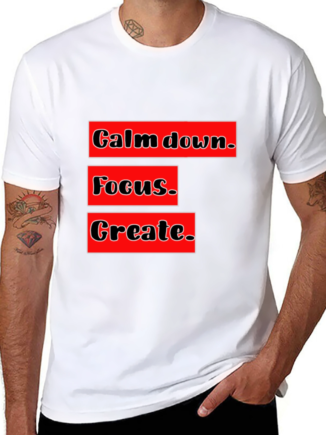 Black Calm Focus Create Graphic T-Shirt - Motivational Design view 8