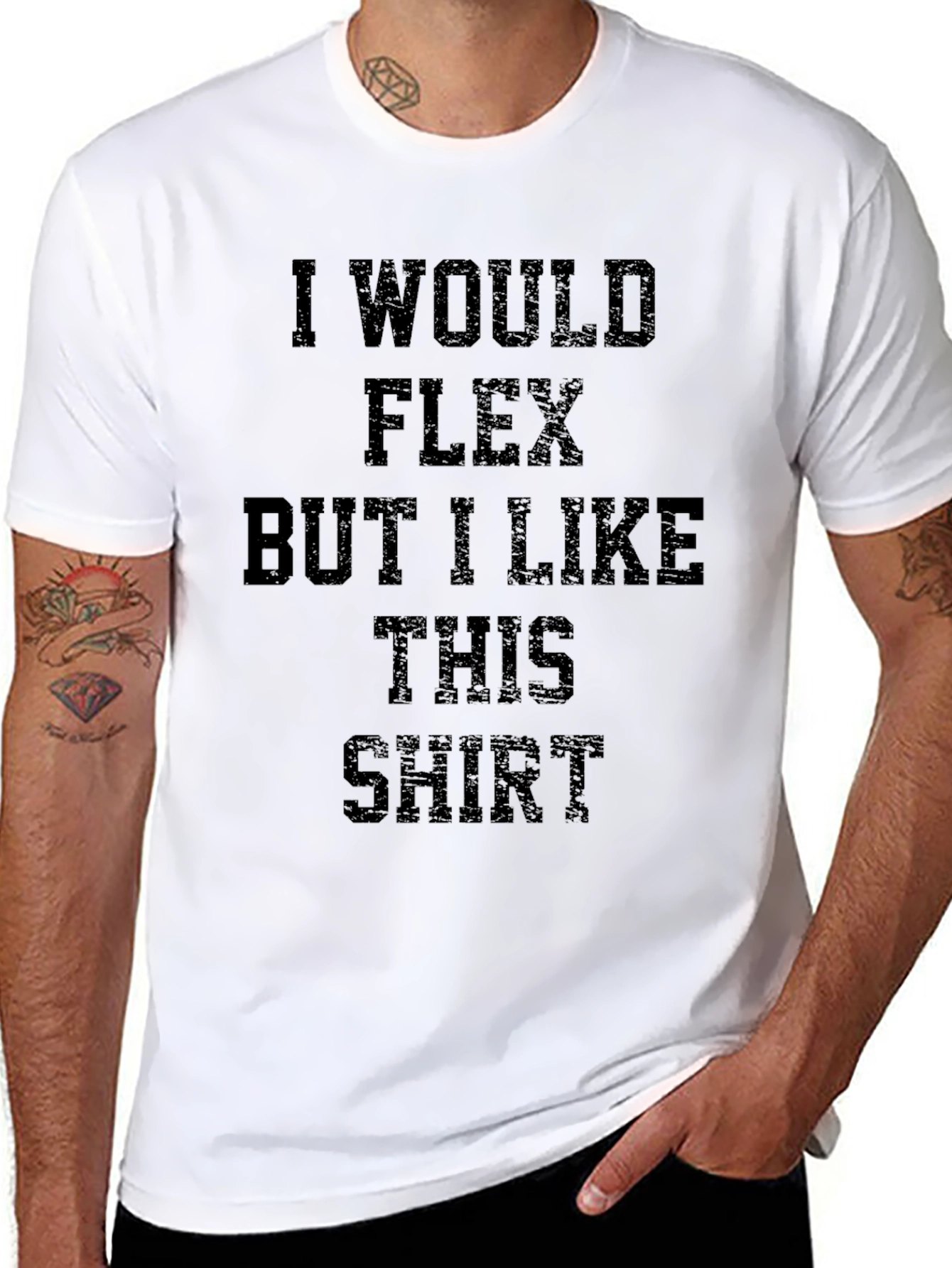 Black Funny Flex Shirt - I Would Flex But I Like This Shirt view 8