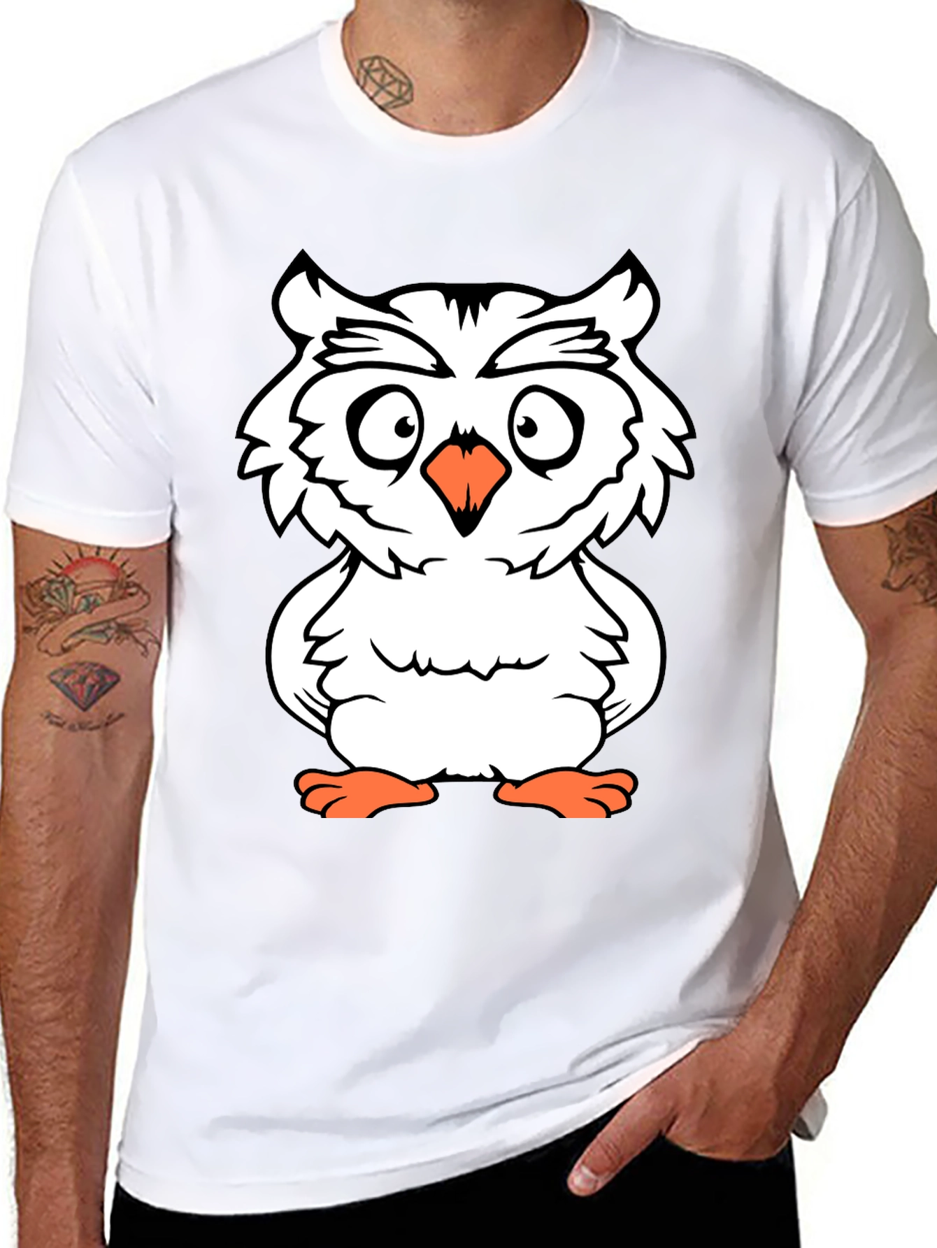 Black Owl Graphic Tee - Black Cotton T-Shirt view 8