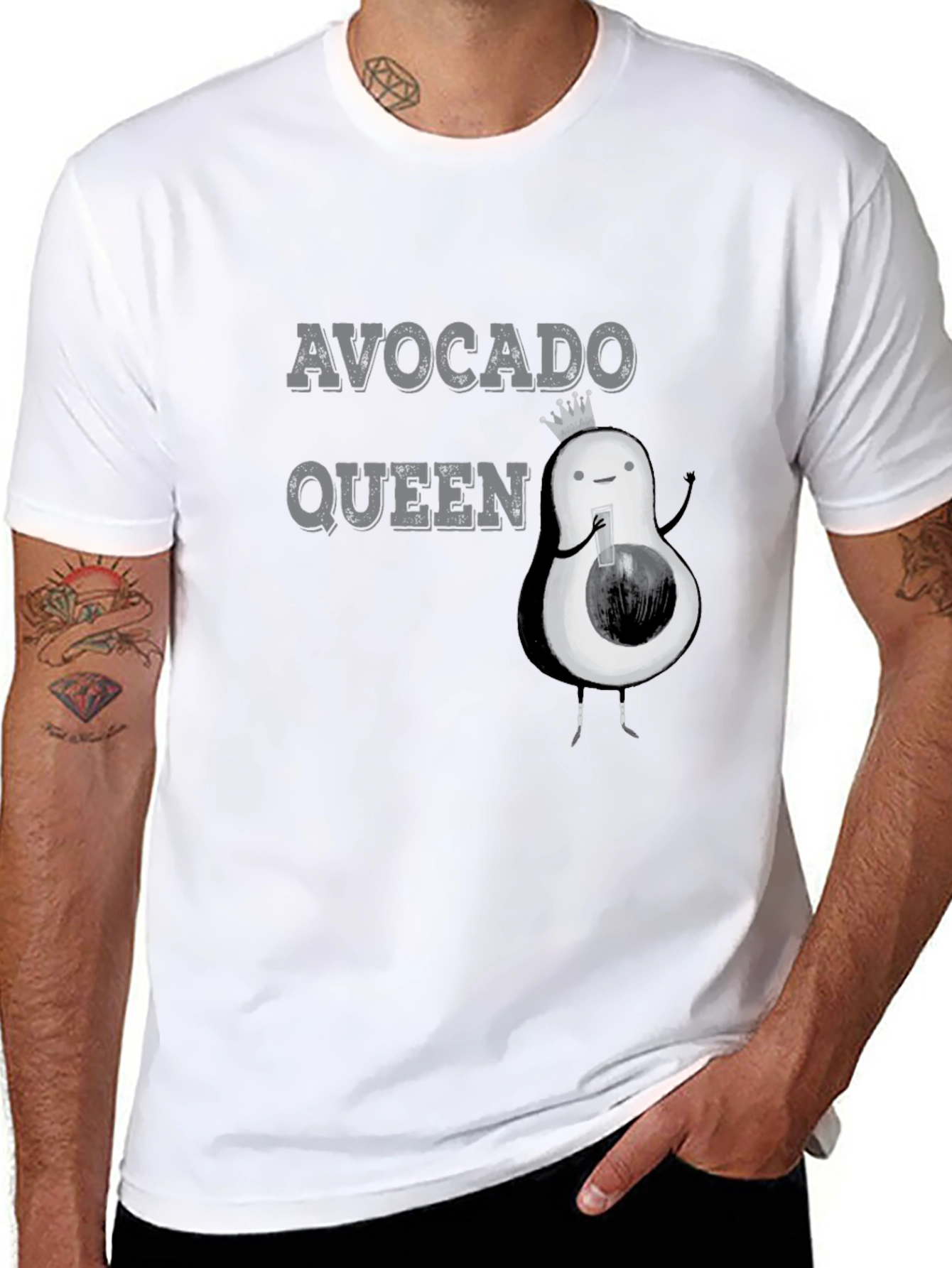 Black Avocado Queen Black Graphic T-Shirt view 8