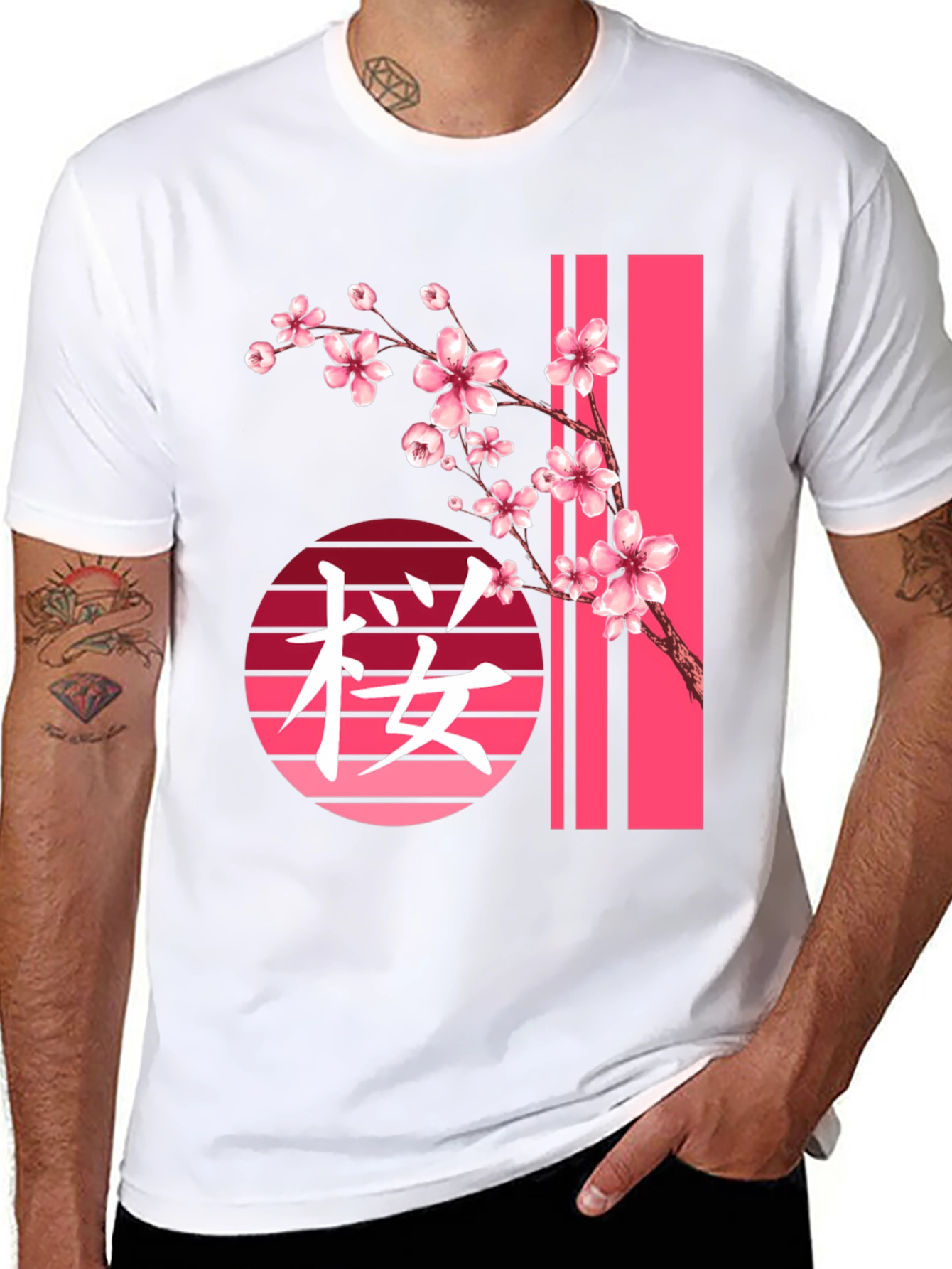 Black Sakura Blossom Graphic Tee view 8