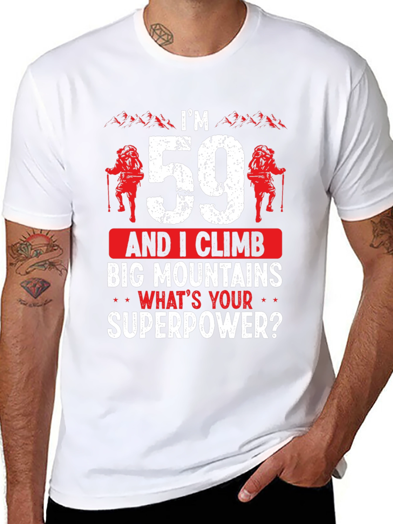 Black I'm 59 and I Climb T-Shirt view 8