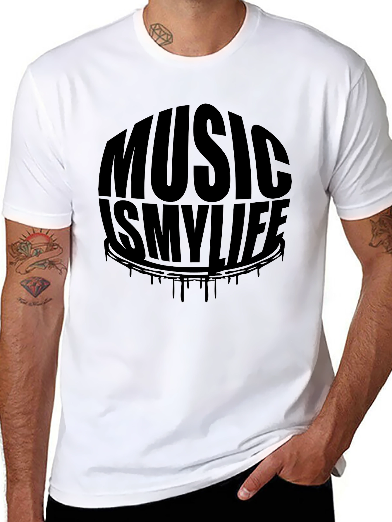 Black Music Is My Life Black Graphic T-Shirt view 8